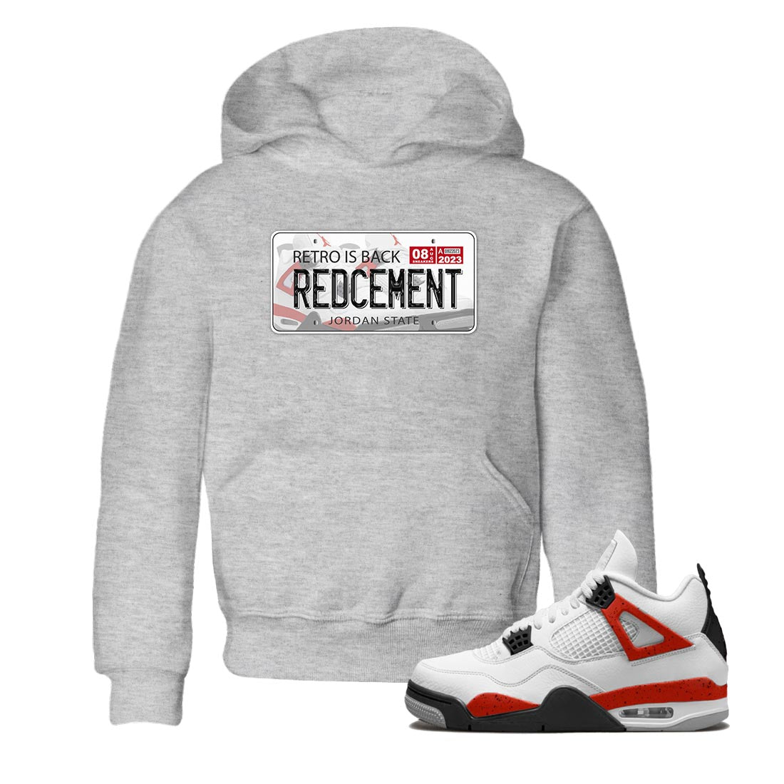 Jordan Plate snkmatch Tee Kids - Air Jordan 4 Red Cement