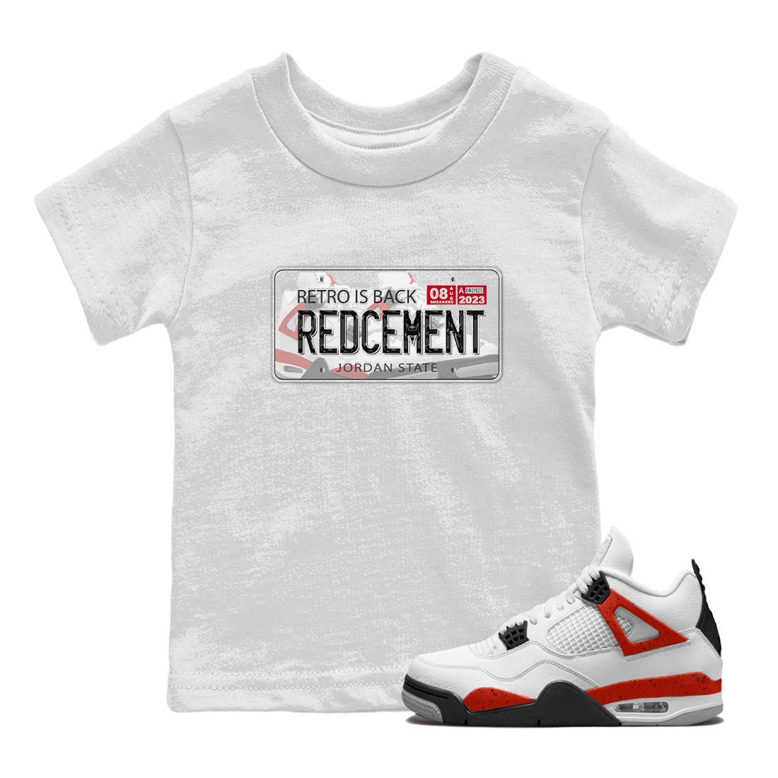 Jordan Plate snkmatch Tee Kids - Air Jordan 4 Red Cement