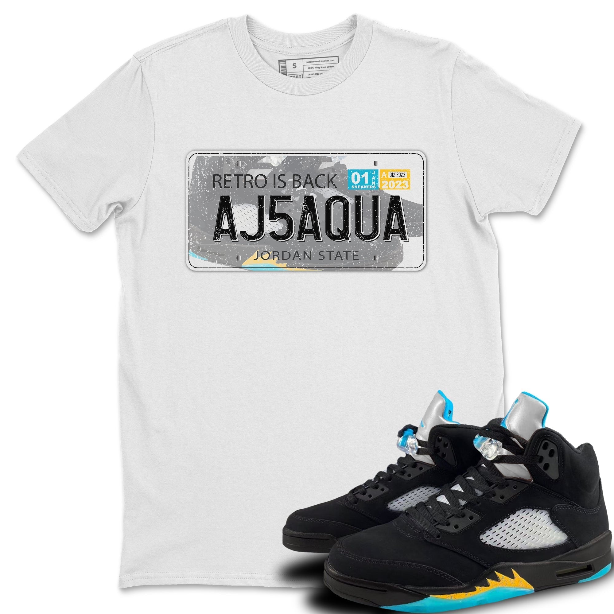 Jordan Plate Unisex Tops - Air Jordan 5 Aqua