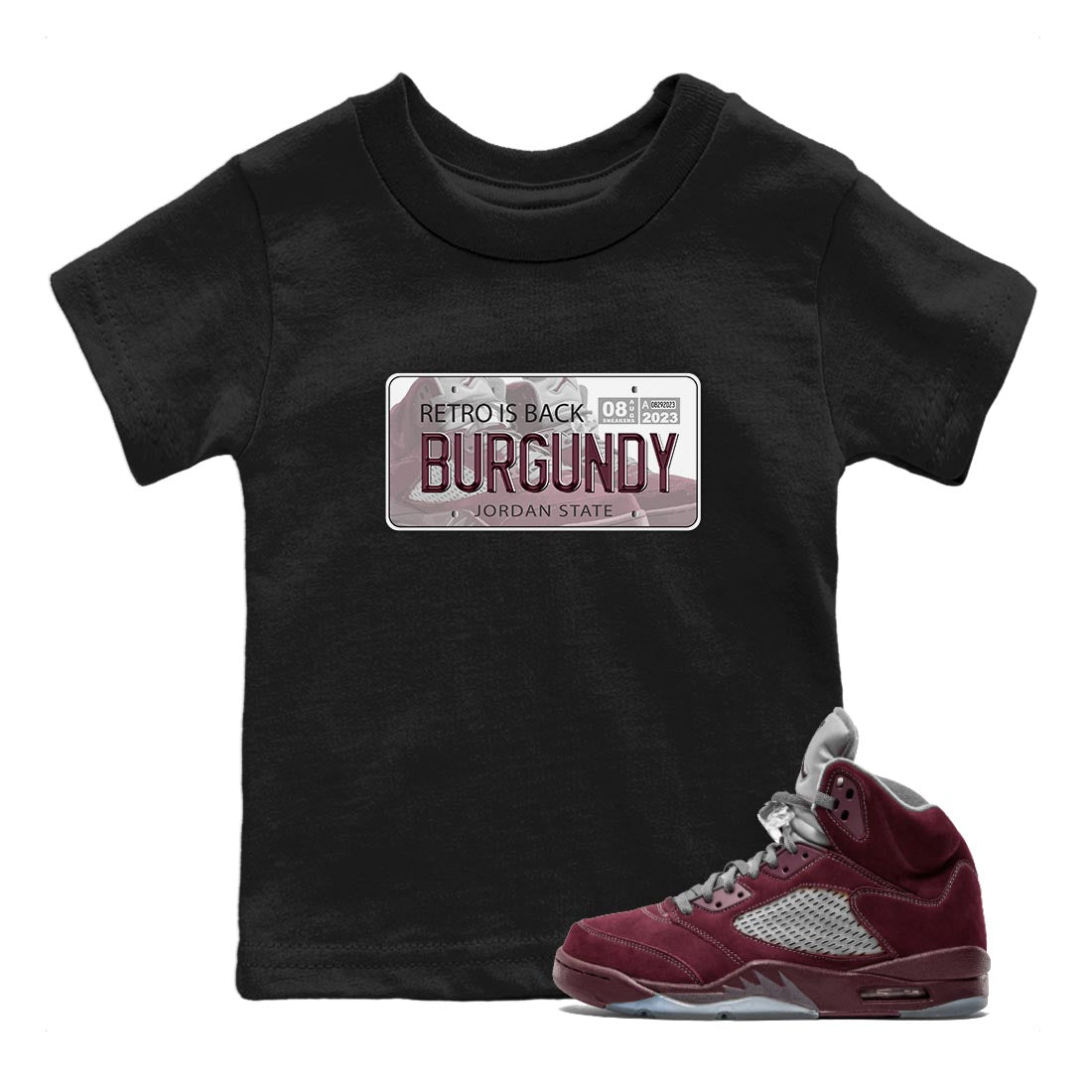 Jordan Plate snkmatch Tee Kids - Air Jordan 5 Burgundy