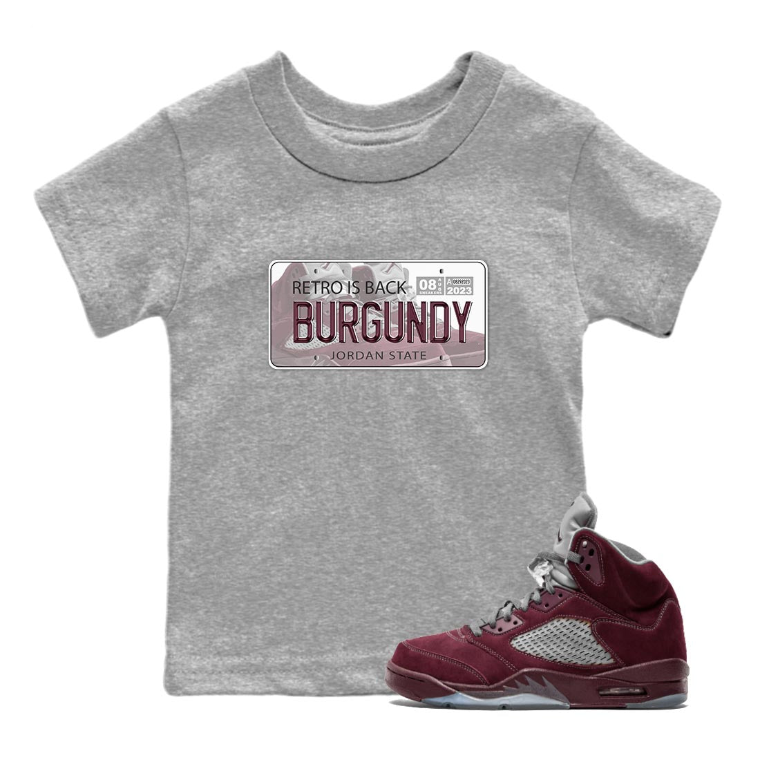 Jordan Plate snkmatch Tee Kids - Air Jordan 5 Burgundy