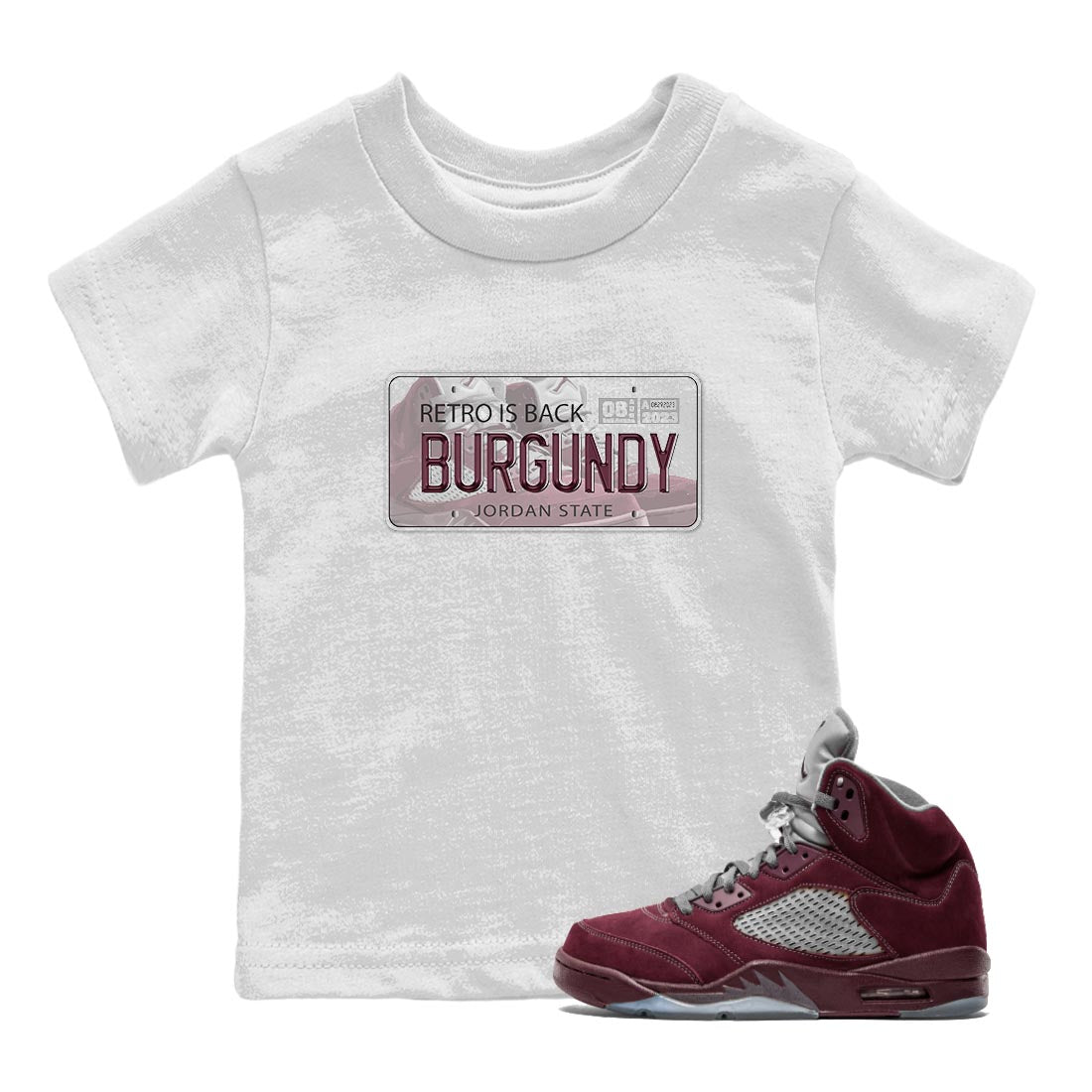 Jordan Plate snkmatch Tee Kids - Air Jordan 5 Burgundy