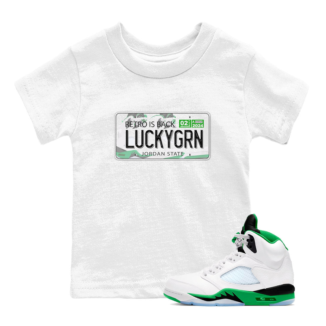Jordan Plate snkmatch Tees Kids - Air Jordan 5 Lucky Green