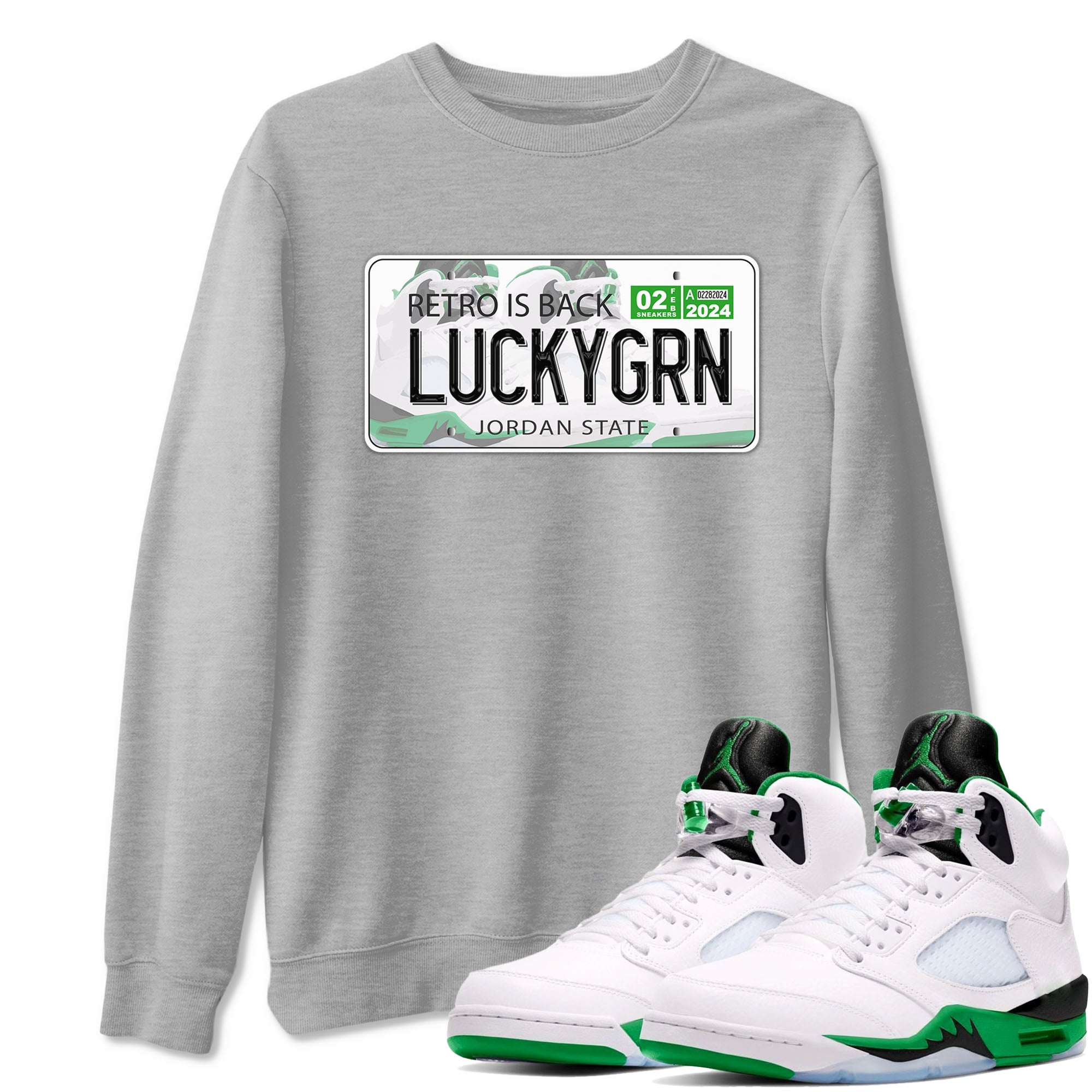 Jordan Plate snkmatch Tees - Air Jordan 5 Lucky Green
