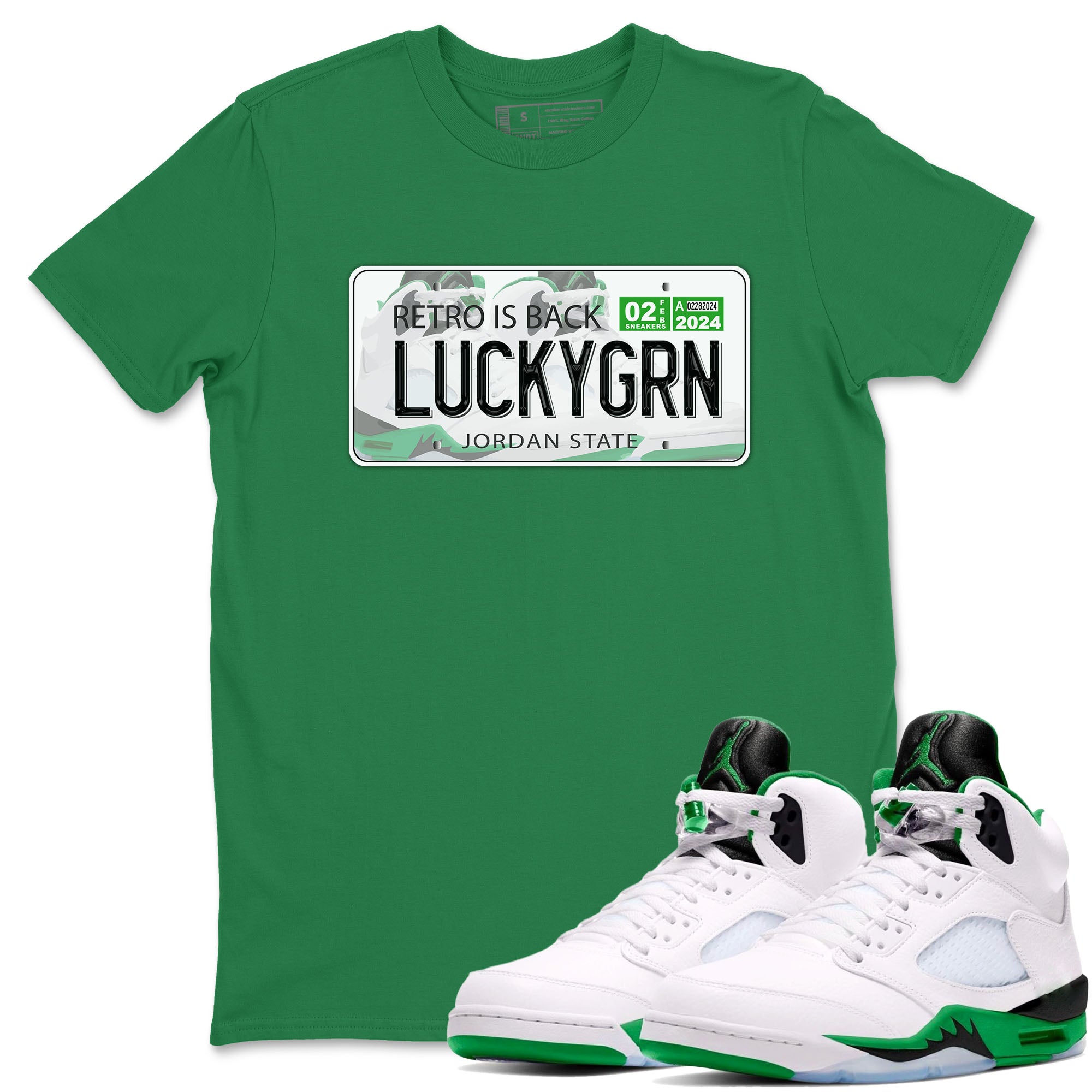Jordan Plate snkmatch Tees - Air Jordan 5 Lucky Green
