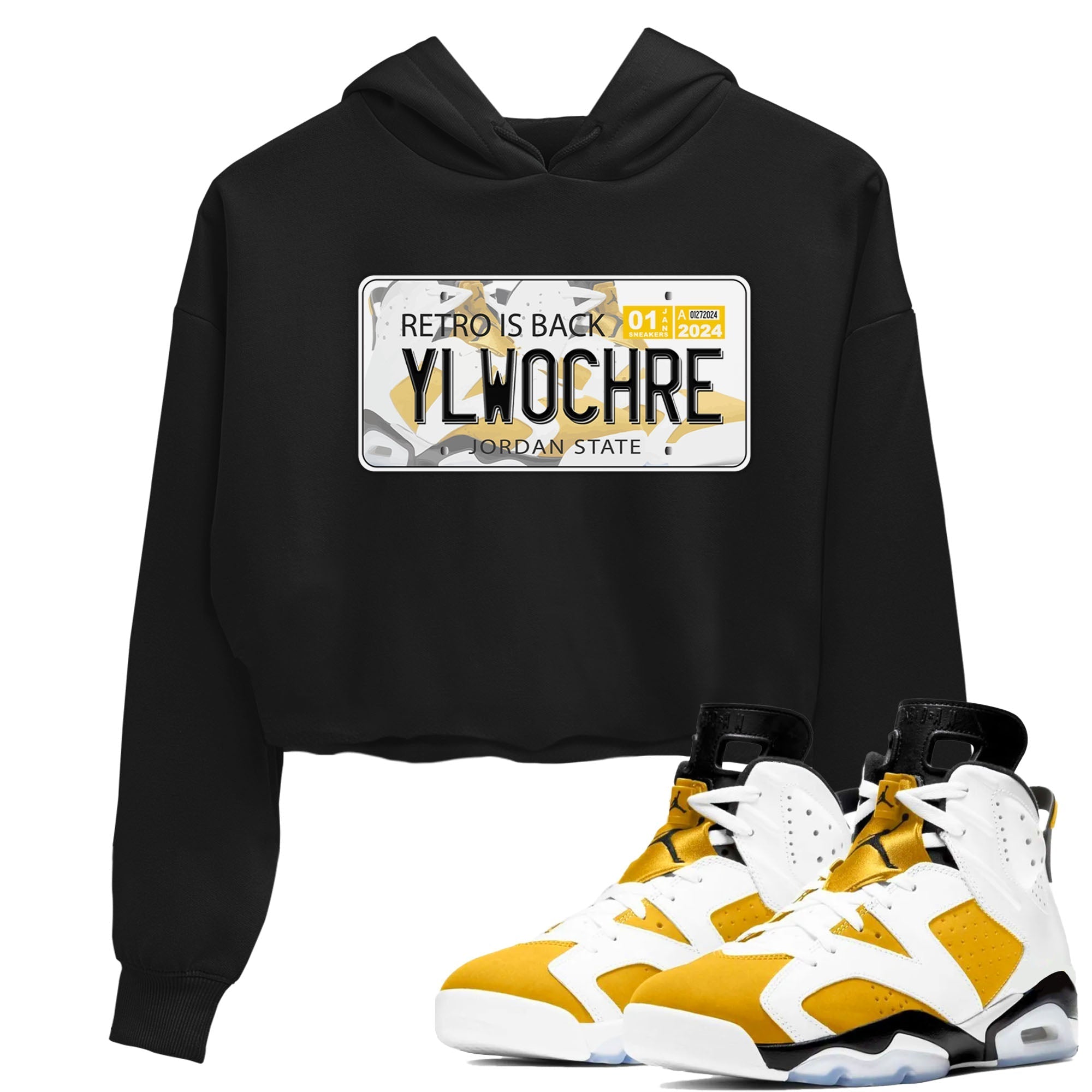 Jordan plate snkmatch Tees Crop Top - Air Jordan 6 Yellow Ochre