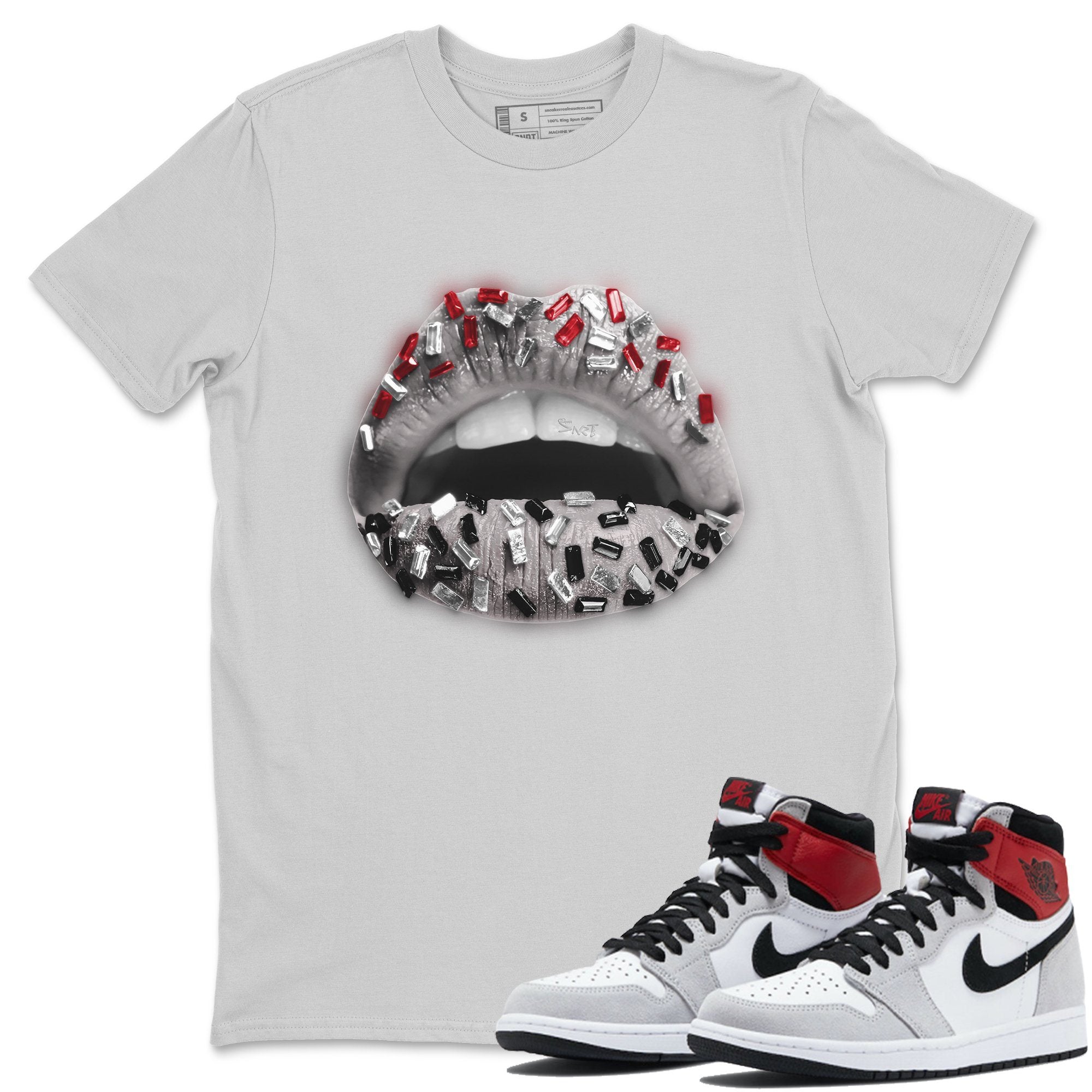 Lips Jewel Unisex Tops - Air Jordan 1 Smoke Grey