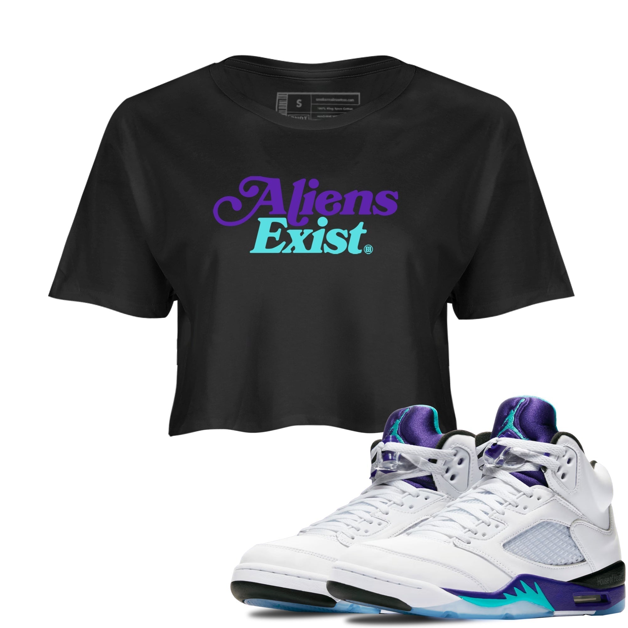 Alien Exist snkmatch Women's Top - Air Jordan 5 Grape
