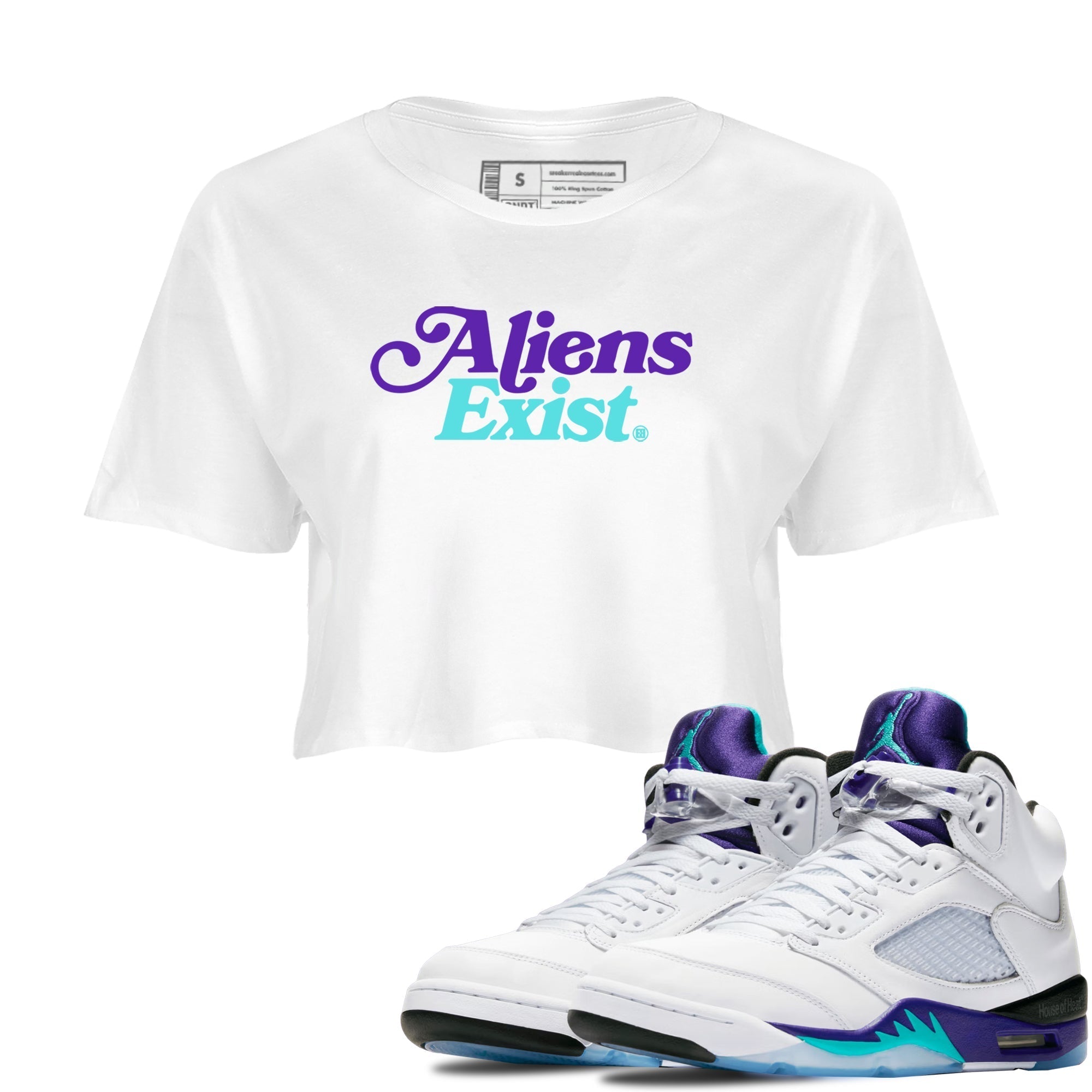 Alien Exist snkmatch Women's Top - Air Jordan 5 Grape