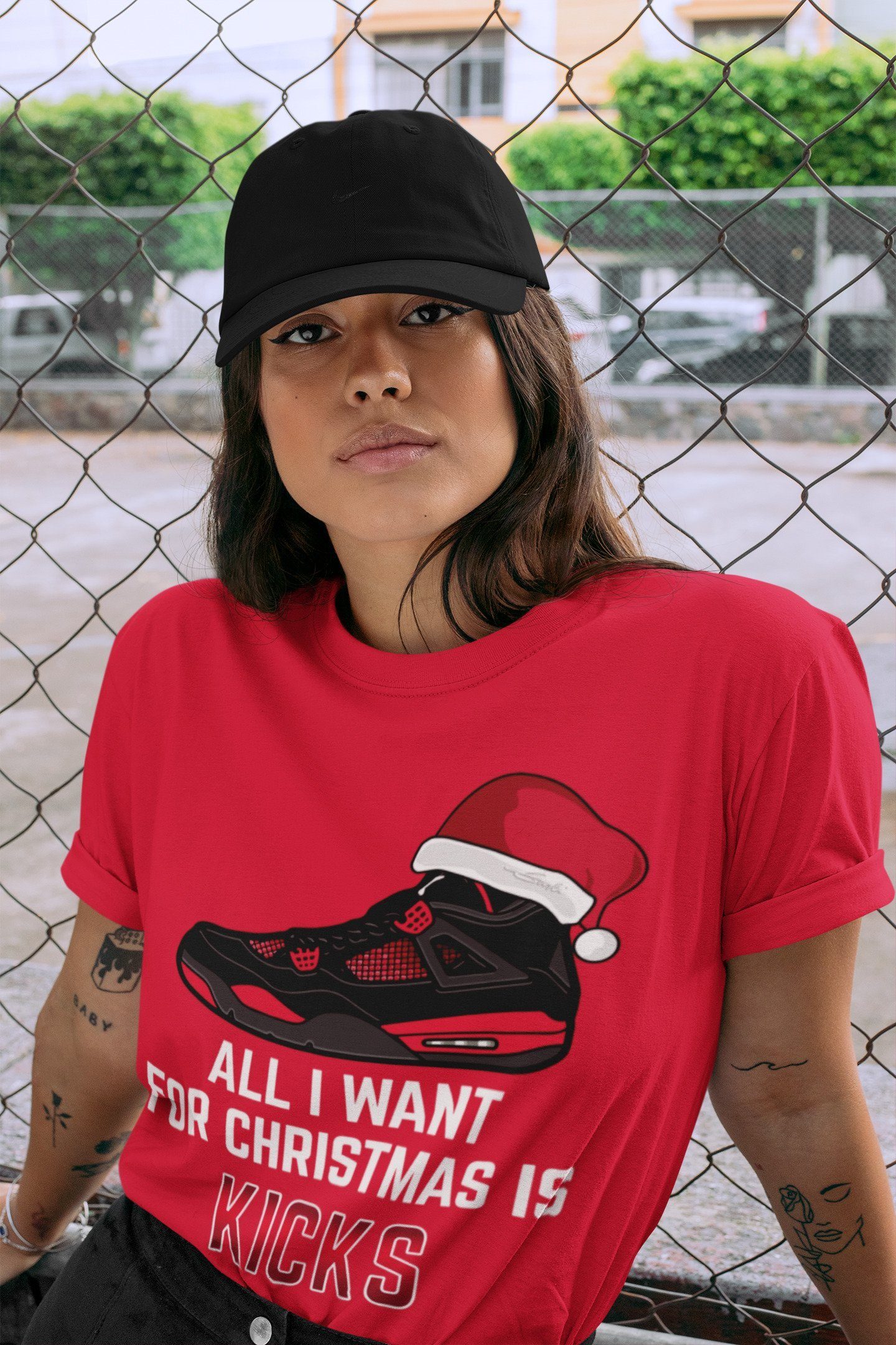 All I Want For Christmas Unisex Tops - Air Jordan 4 Red Thunder