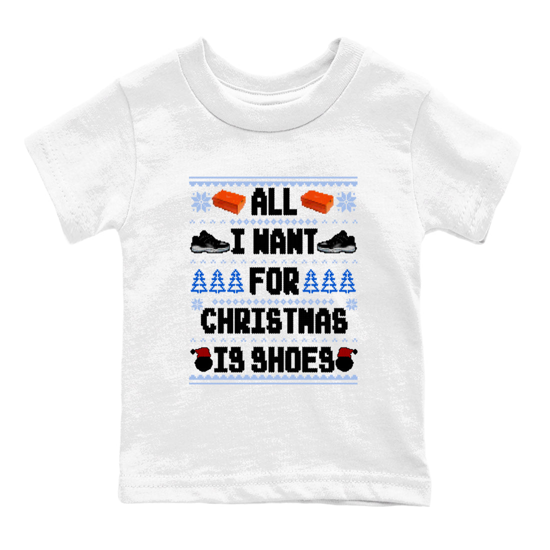 All I Want For Christmas Is Shoes snkmatch Tees Kids - Air Jordan 11 Black and Varsity Royal