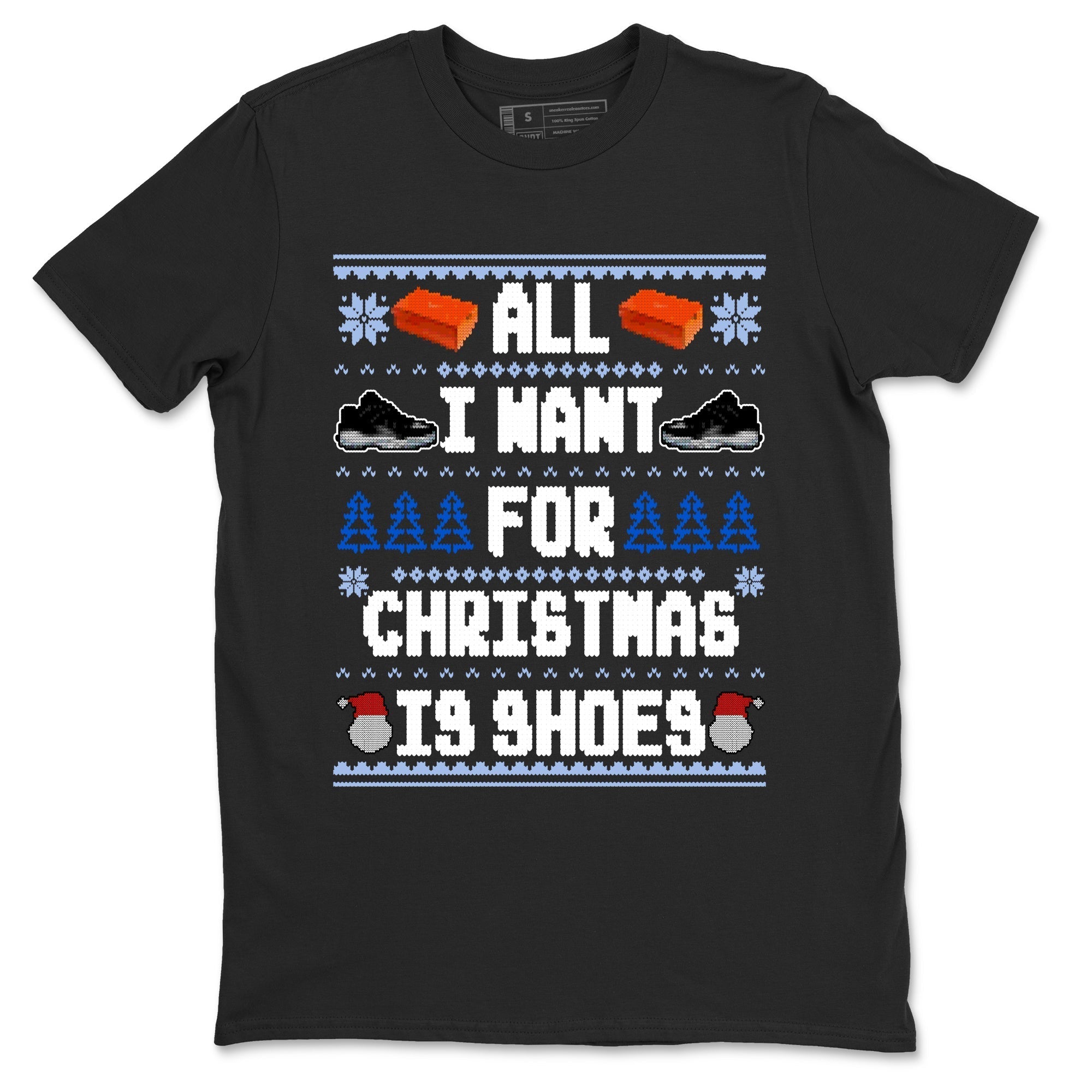 All I Want For Christmas Is Shoes snkmatch Tees - Air Jordan 11 Black and Varsity Royal