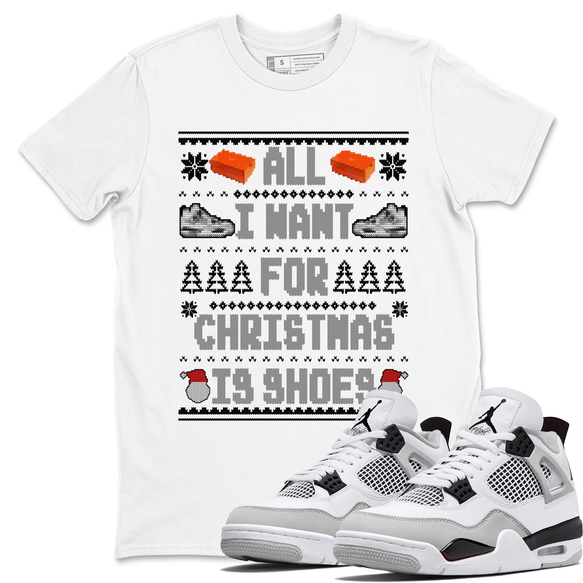 All I Want For Christmas Is Shoes snkmatch Tees - Air Jordan 4 Military Black