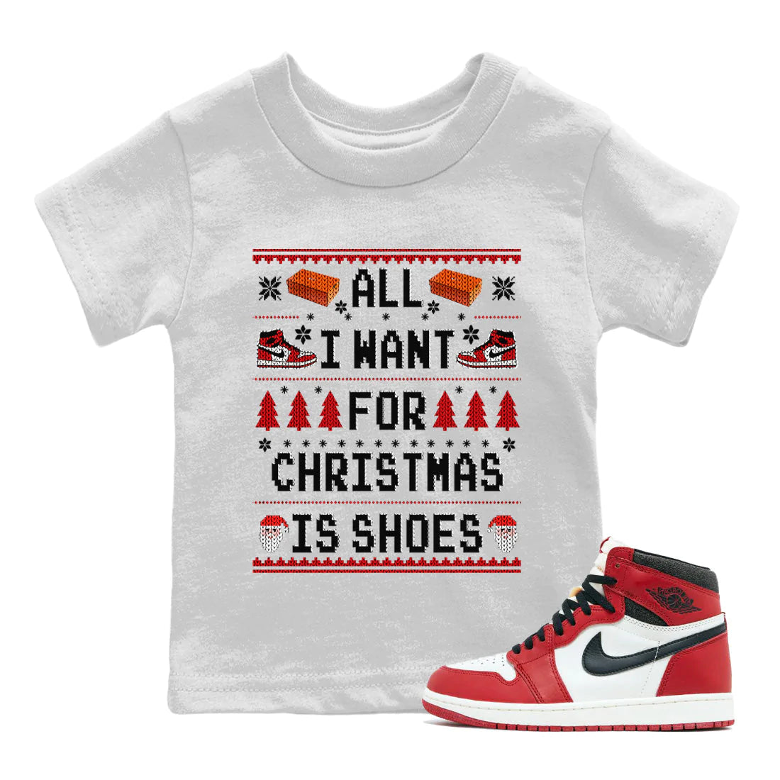 All i want for christmas is shoes Kids Tops - Air Jordan 1 Lost & Found