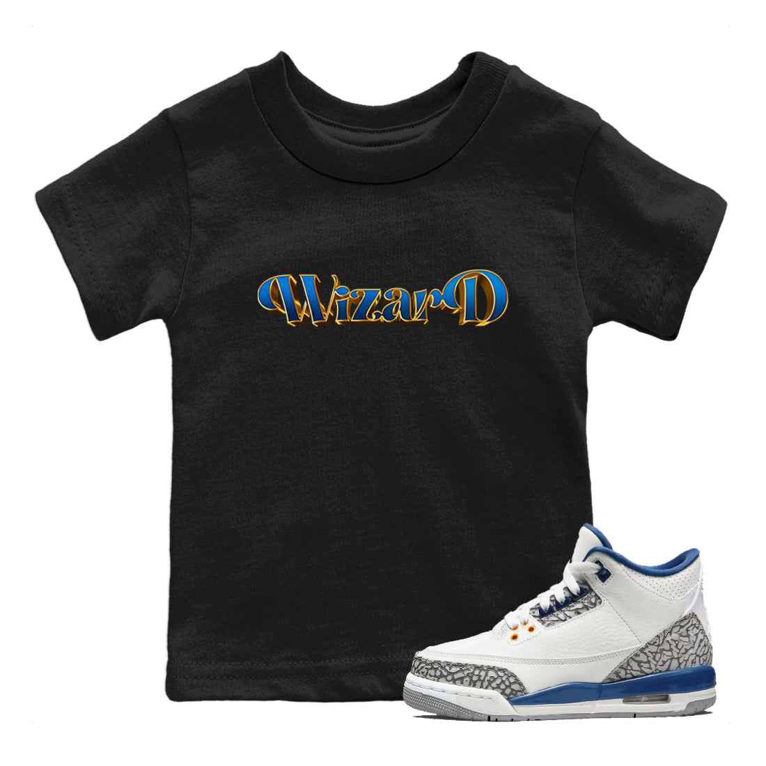 Antique Typo Kids Tops - Air Jordan 3 Wizards