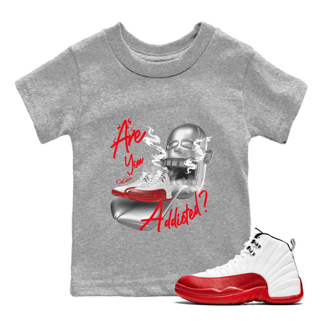 Are You Addicted Kids Tops - Air Jordan 12 Cherry