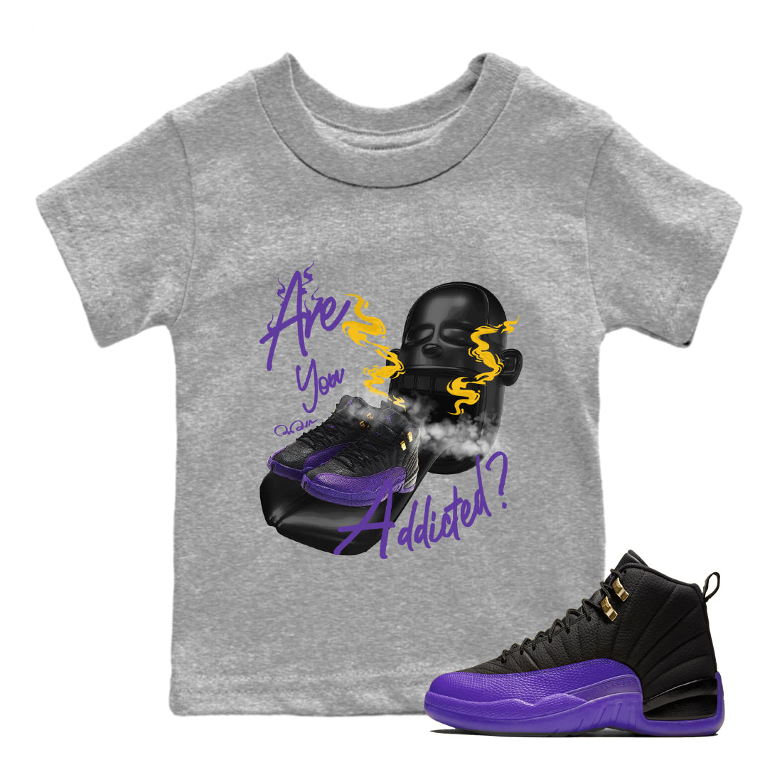Are You Addicted Kids Tops - Air Jordan 12 Field Purple
