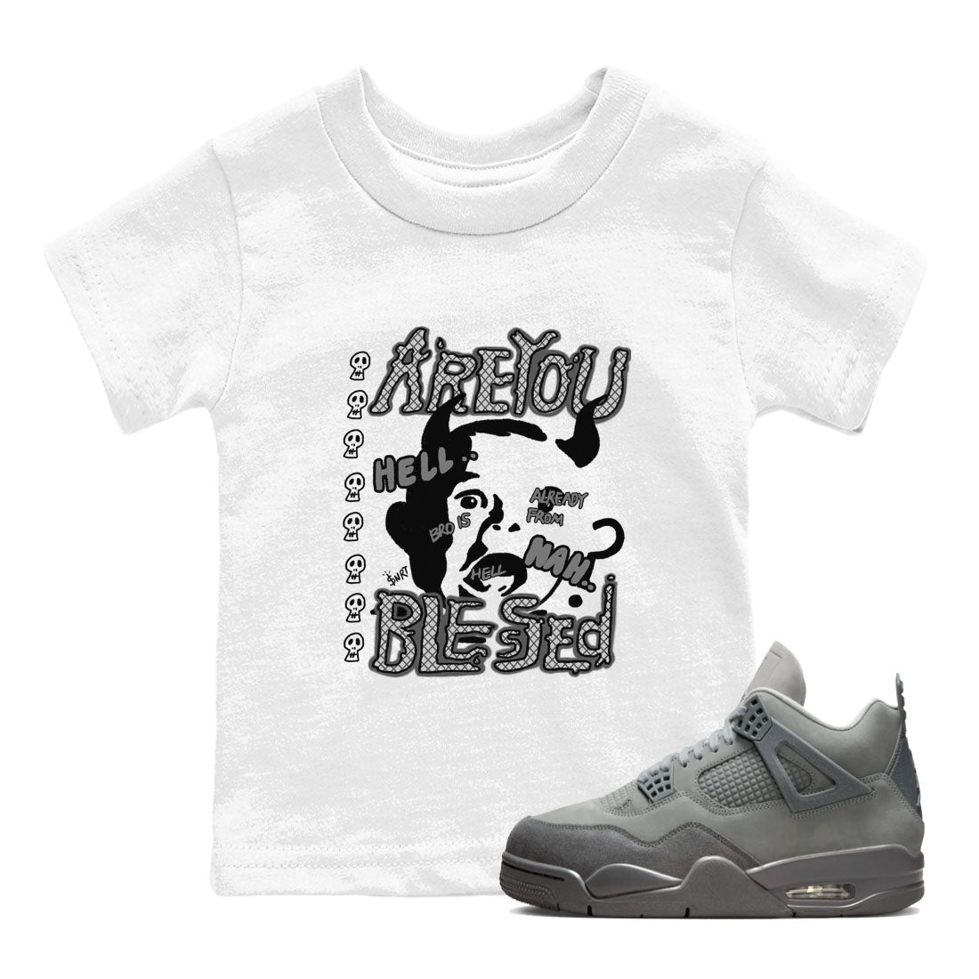 Are You Blessed snkmatch Tees Kids - Air Jordan 4 Wet Cement