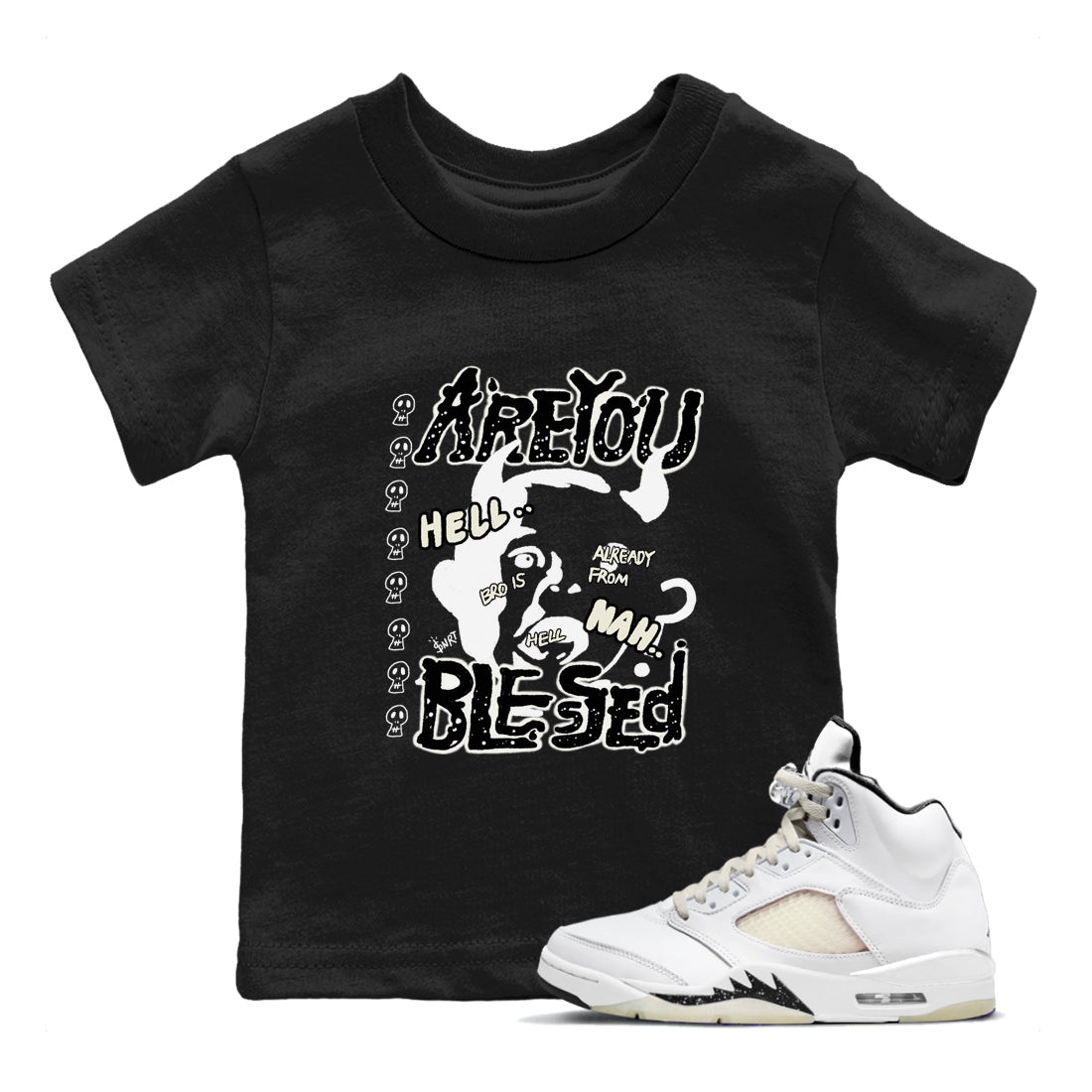 Are You Blessed snkmatch Tees Kids - Air Jordan 5 Sail