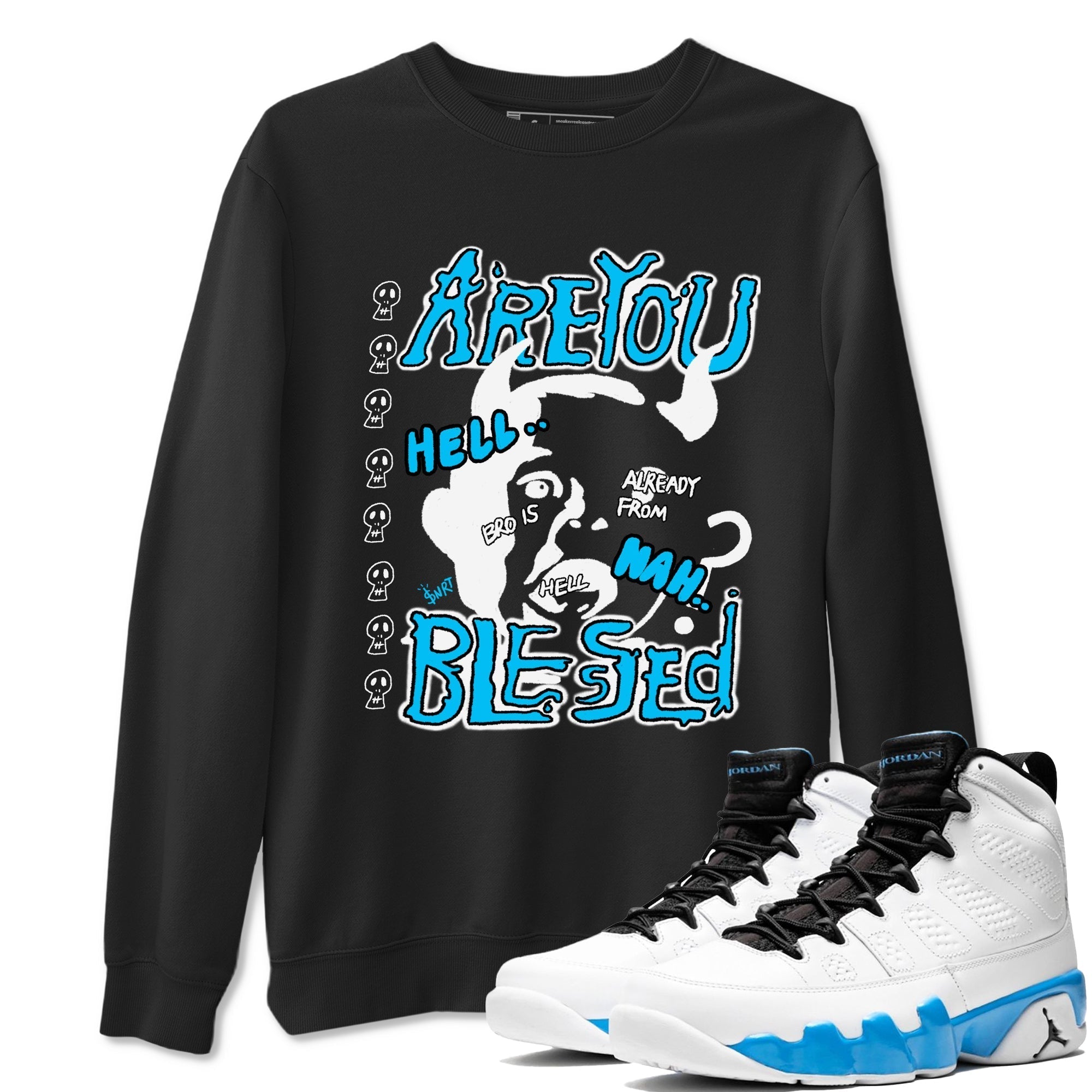 Are You Blessed snkmatch Tees - Air Jordan 9 Powder Blue