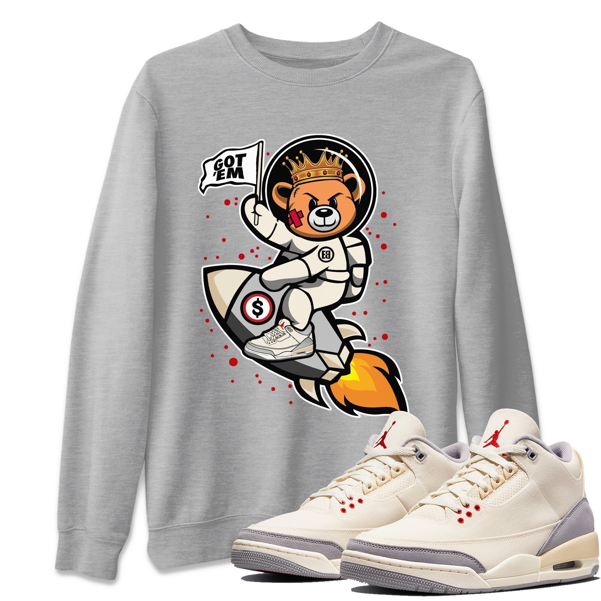 Astronaut Bear Unisex Tops - Air Jordan 3 Muslin