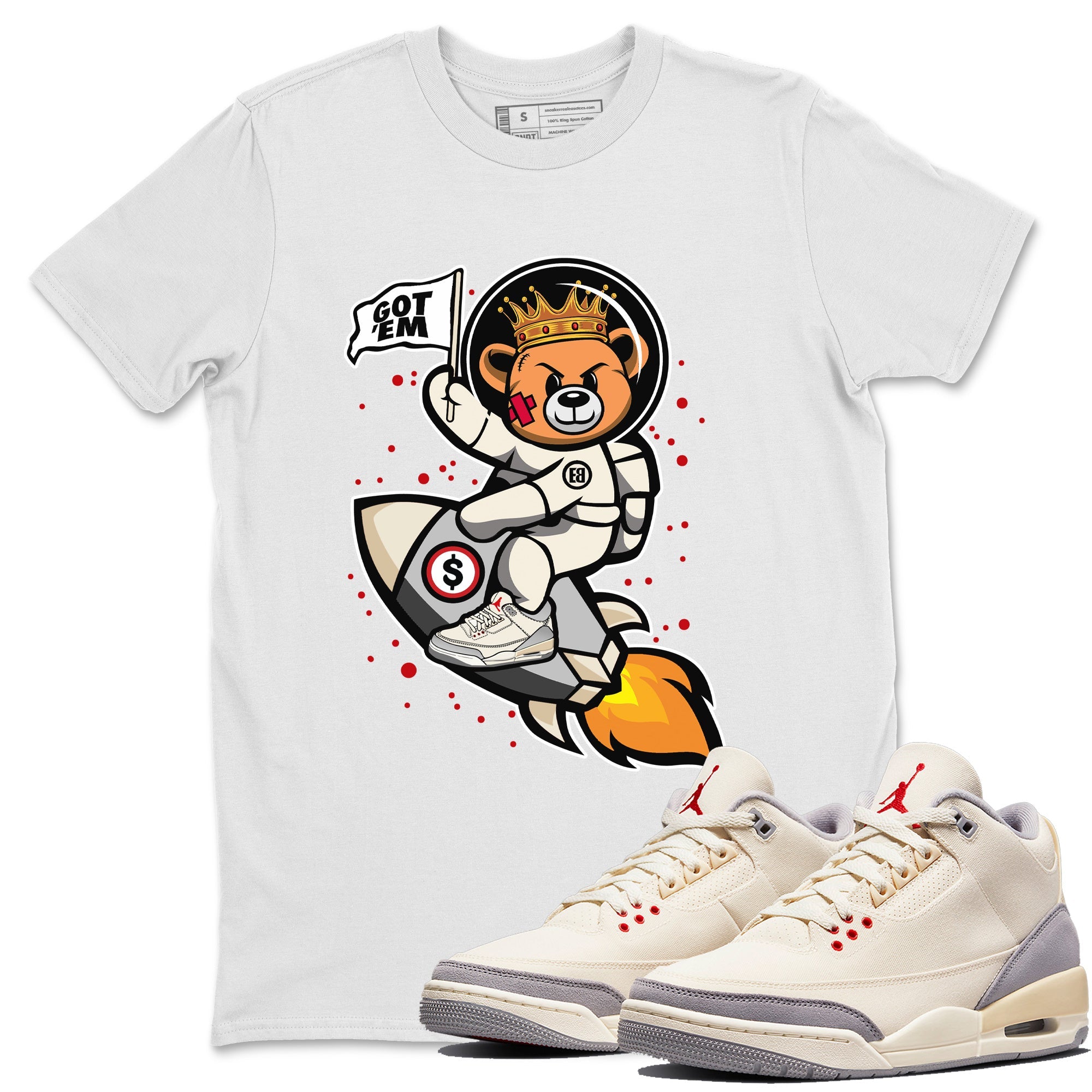 Astronaut Bear Unisex Tops - Air Jordan 3 Muslin