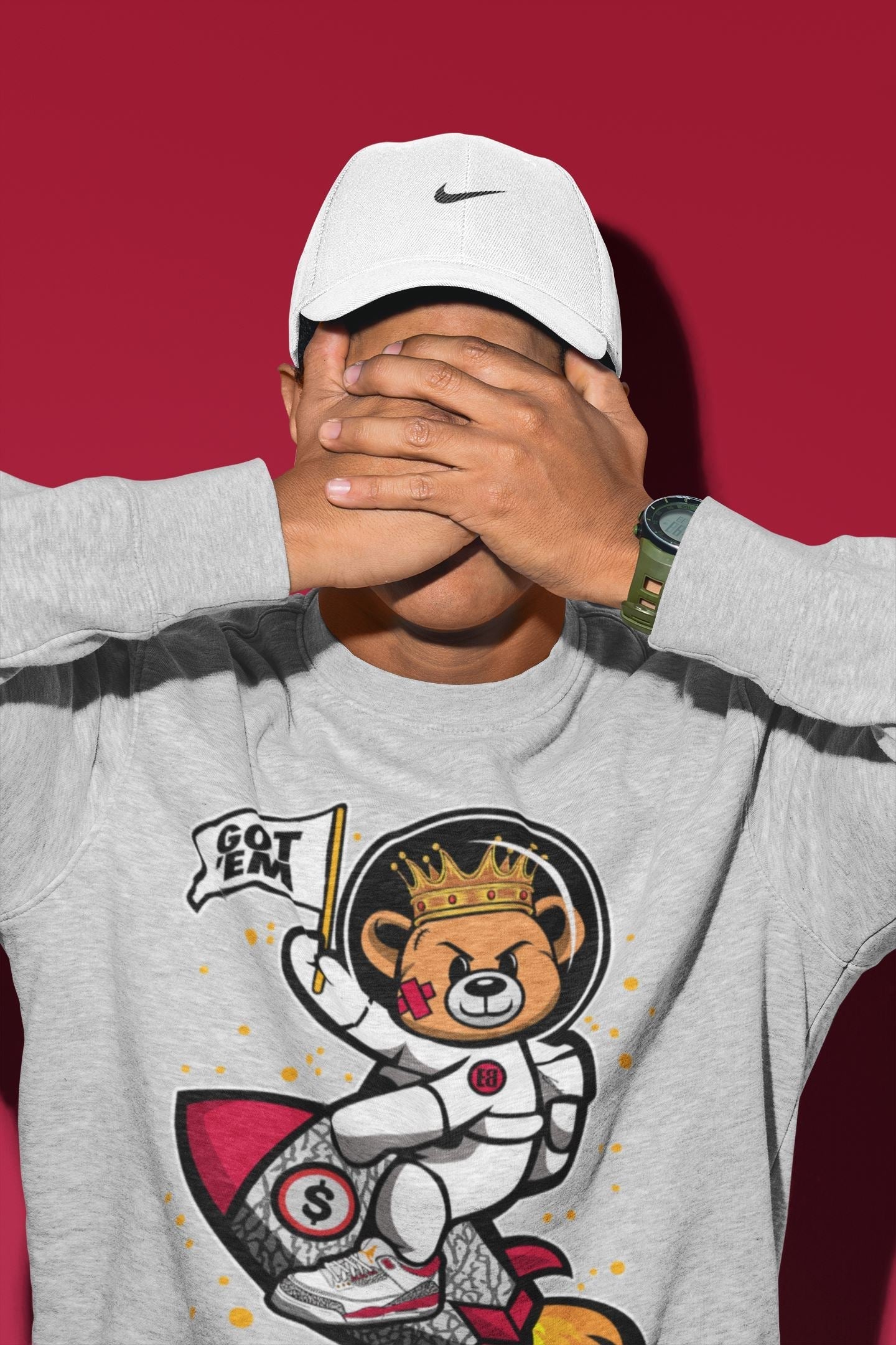 Astronaut Bear Unisex Tops - Air Jordan 3 Cardinal