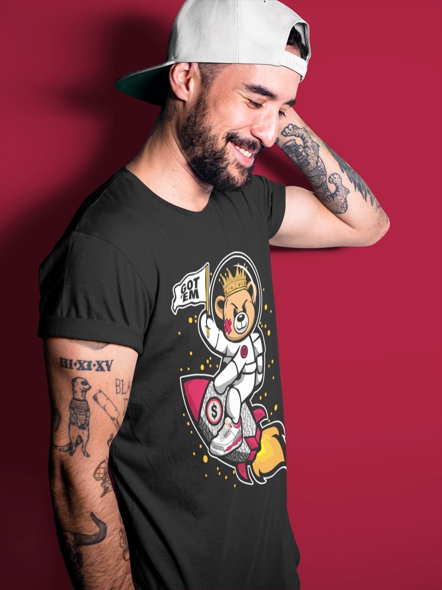 Astronaut Bear Unisex Tops - Air Jordan 3 Cardinal