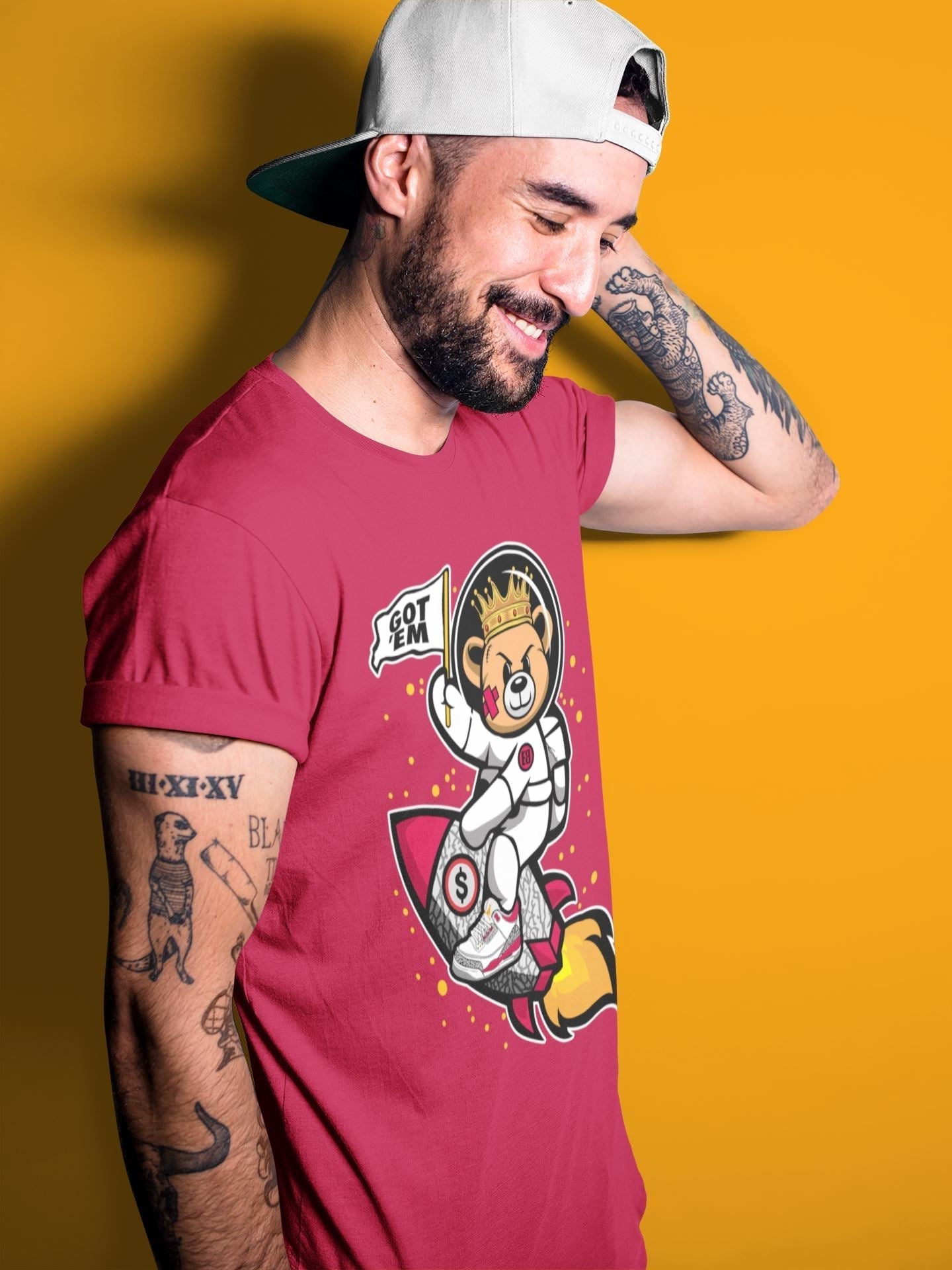 Astronaut Bear Unisex Tops - Air Jordan 3 Cardinal