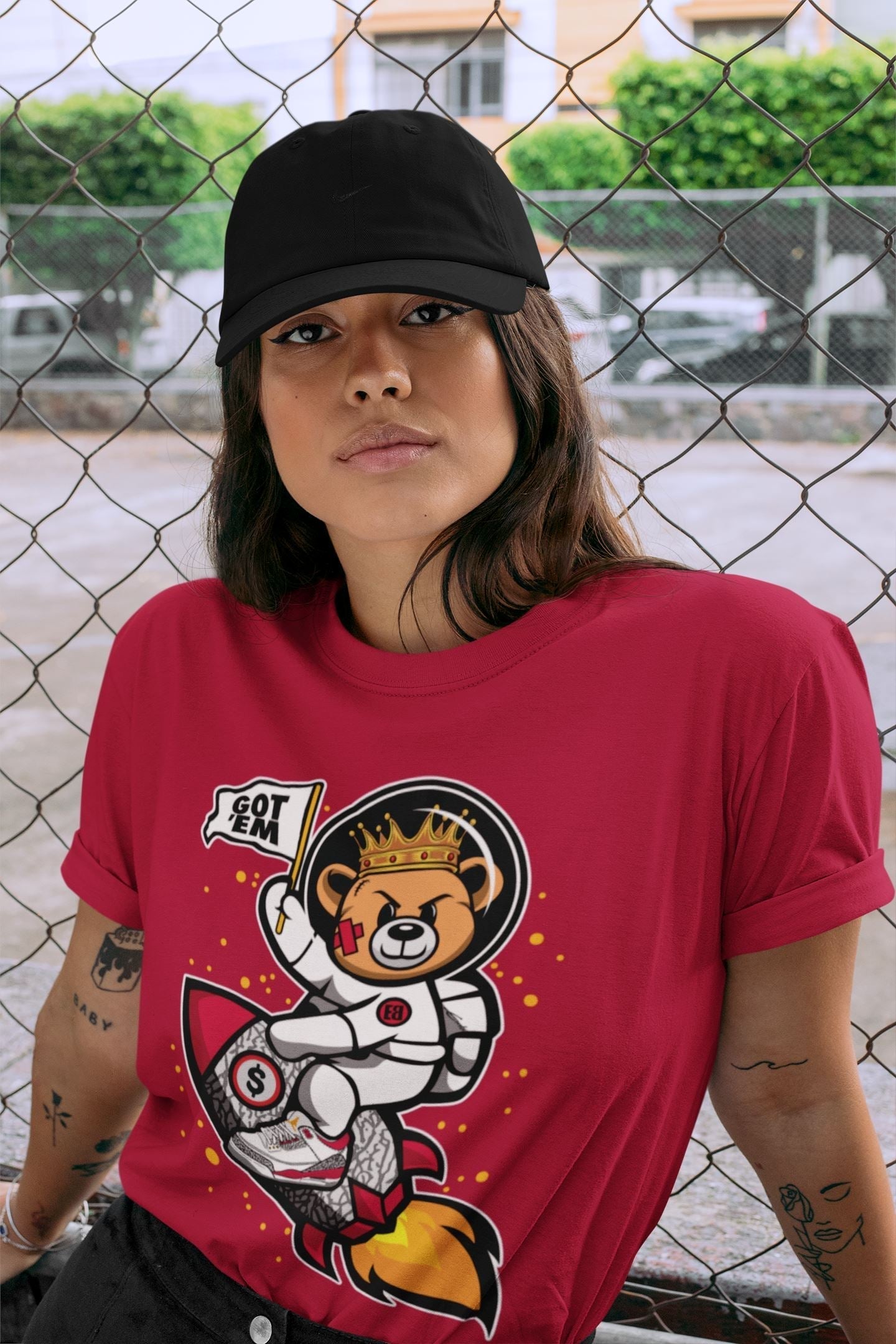 Astronaut Bear Unisex Tops - Air Jordan 3 Cardinal