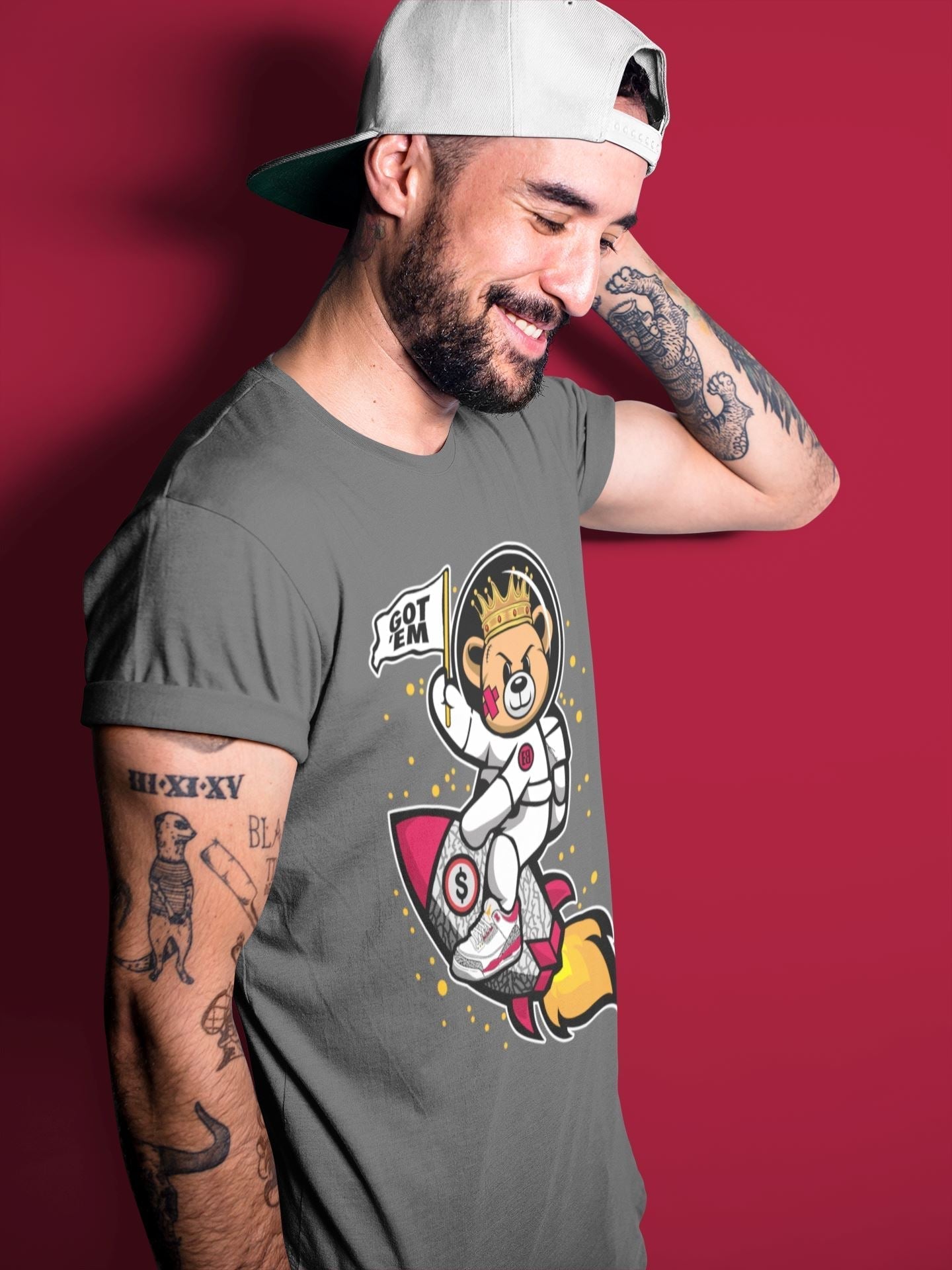 Astronaut Bear Unisex Tops - Air Jordan 3 Cardinal