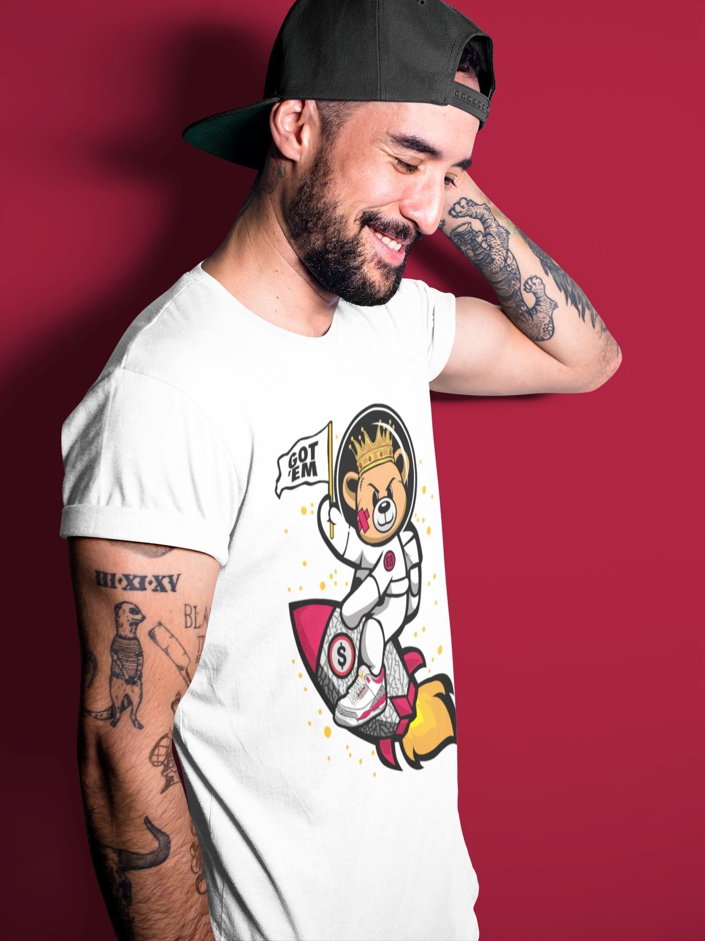 Astronaut Bear Unisex Tops - Air Jordan 3 Cardinal