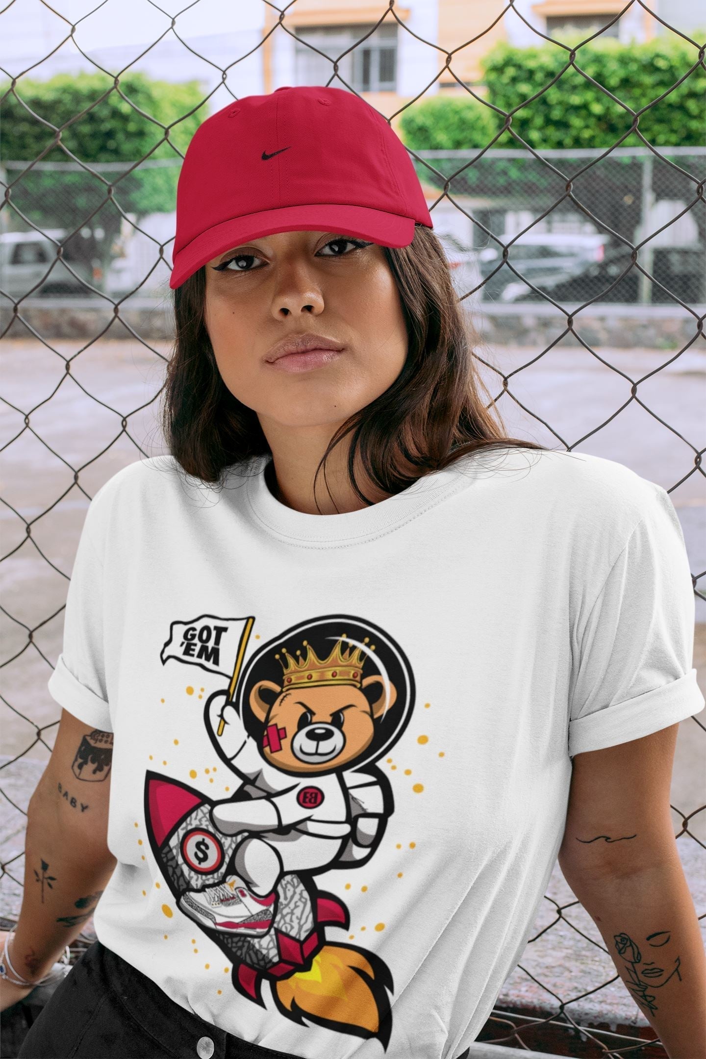 Astronaut Bear Unisex Tops - Air Jordan 3 Cardinal