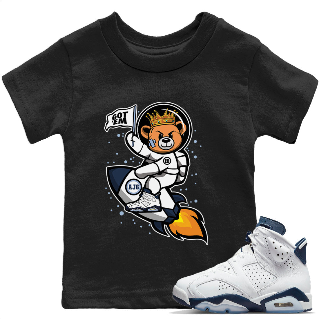 Astronaut Bear Kids Tops - Air Jordan 6 Midnight Navy