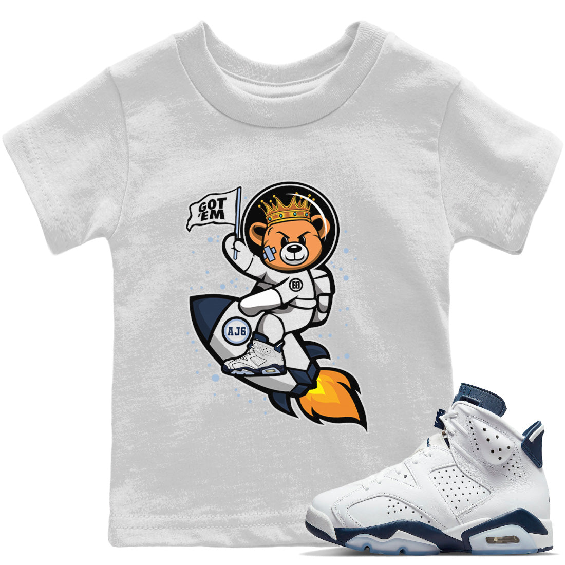 Astronaut Bear Kids Tops - Air Jordan 6 Midnight Navy