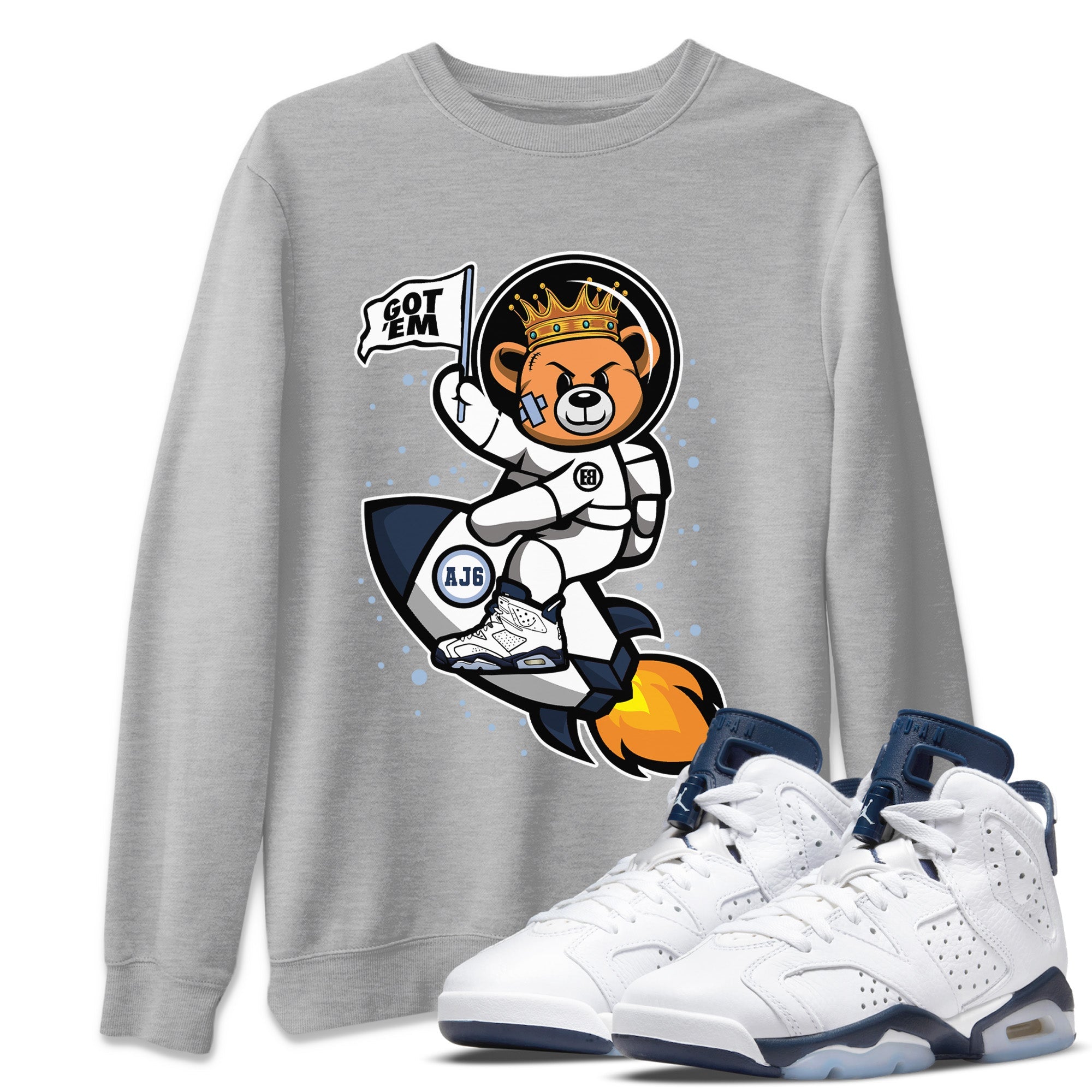 Astronaut Bear Unisex Tops - Air Jordan 6 Midnight Navy