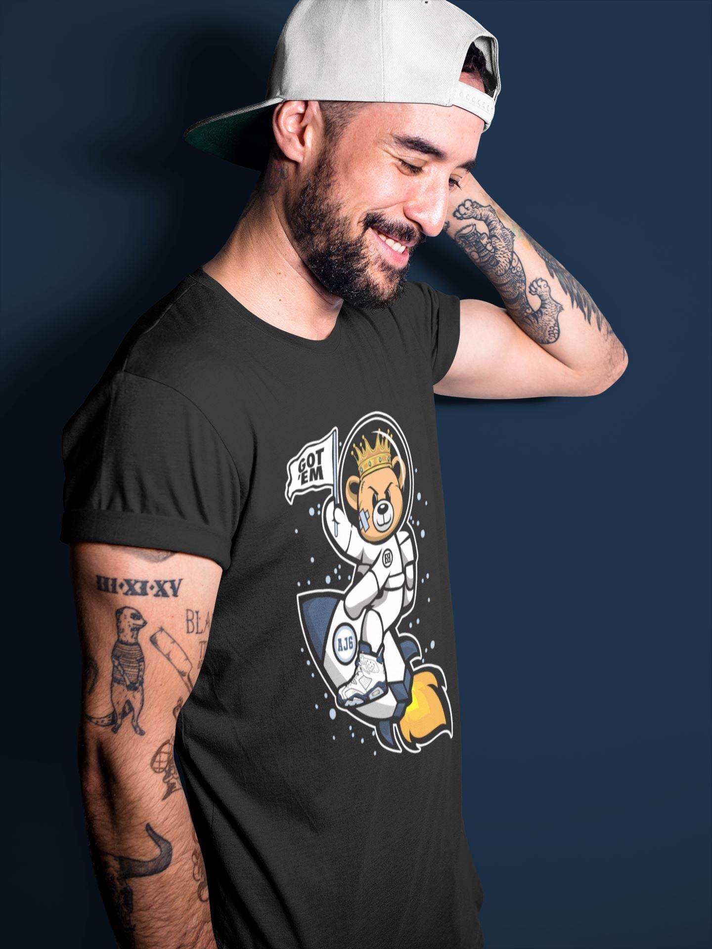 Astronaut Bear Unisex Tops - Air Jordan 6 Midnight Navy