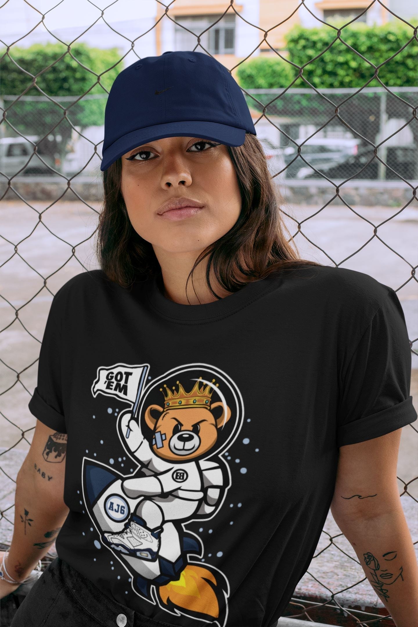 Astronaut Bear Unisex Tops - Air Jordan 6 Midnight Navy