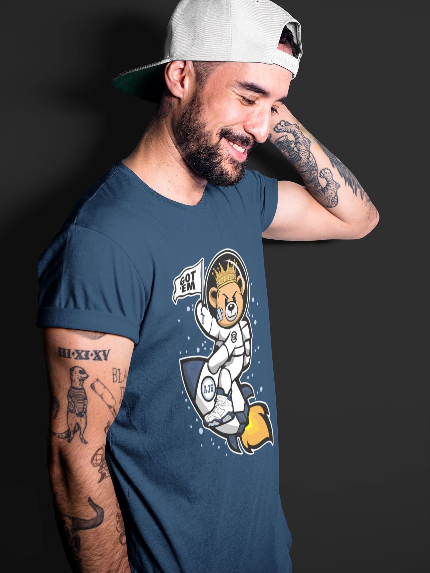 Astronaut Bear Unisex Tops - Air Jordan 6 Midnight Navy