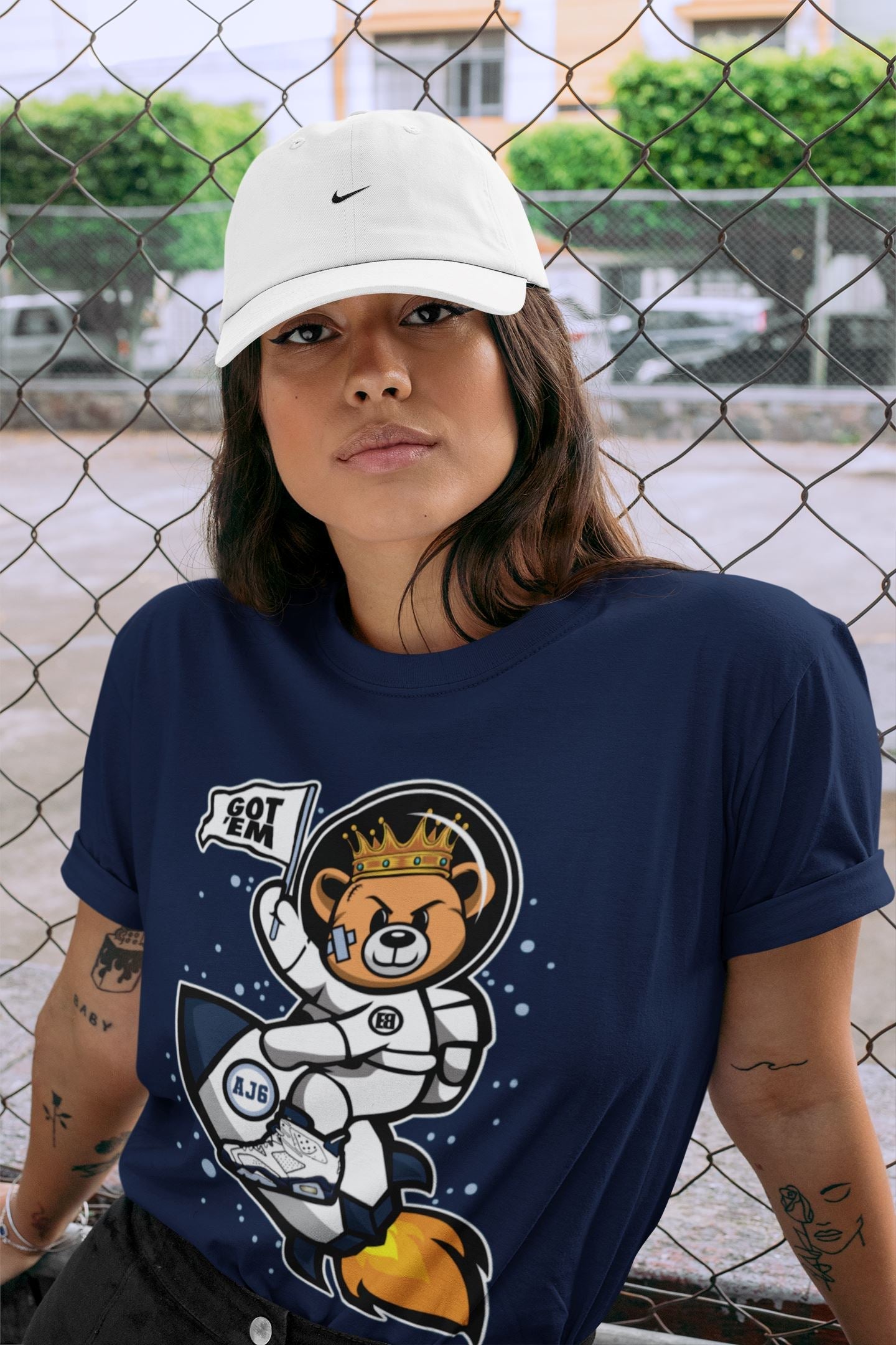 Astronaut Bear Unisex Tops - Air Jordan 6 Midnight Navy