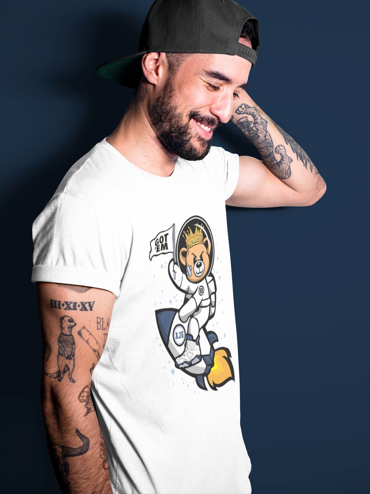 Astronaut Bear Unisex Tops - Air Jordan 6 Midnight Navy