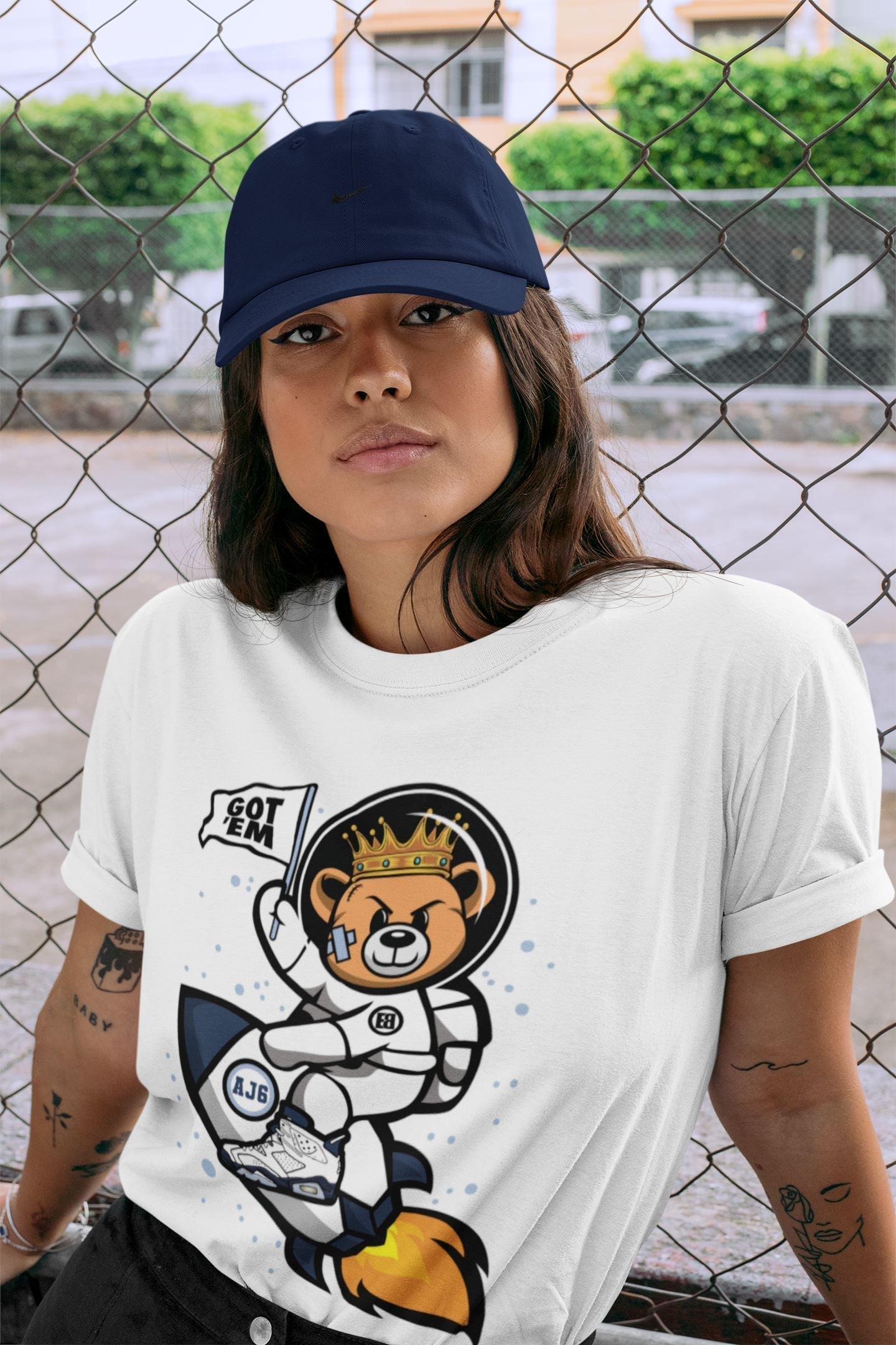 Astronaut Bear Unisex Tops - Air Jordan 6 Midnight Navy