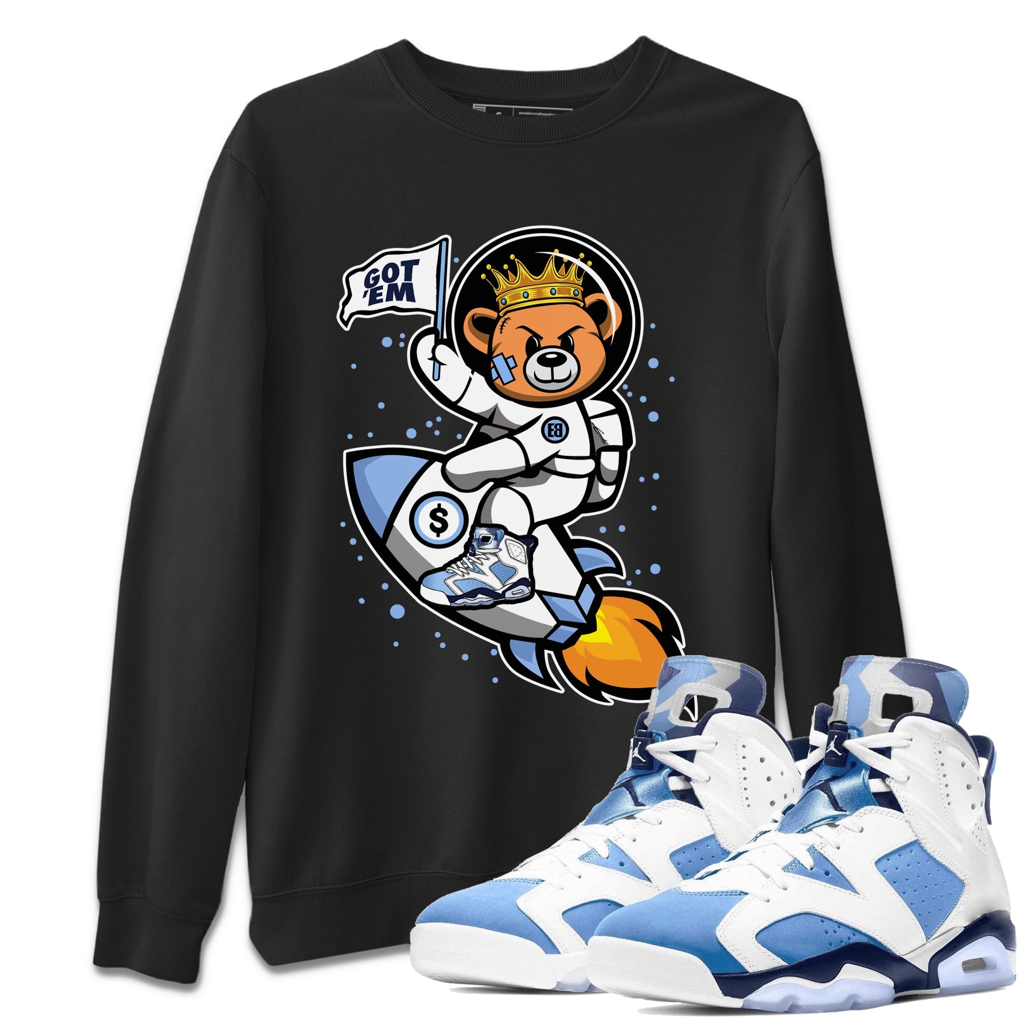 Astronaut Bear Unisex Tops - Air Jordan 6 UNC