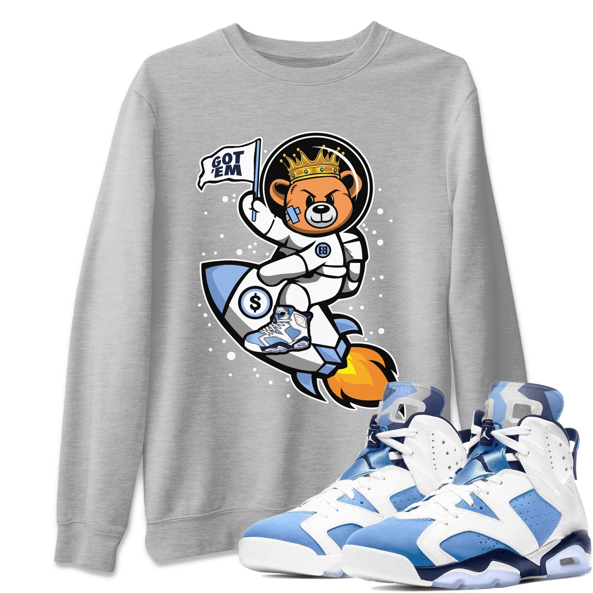 Astronaut Bear Unisex Tops - Air Jordan 6 UNC