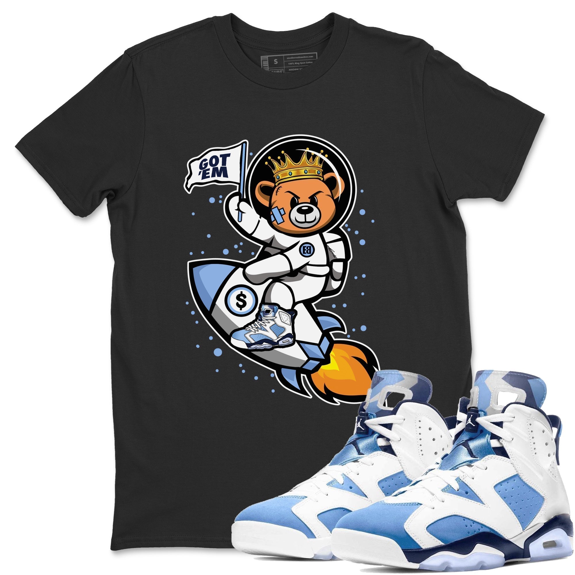 Astronaut Bear Unisex Tops - Air Jordan 6 UNC