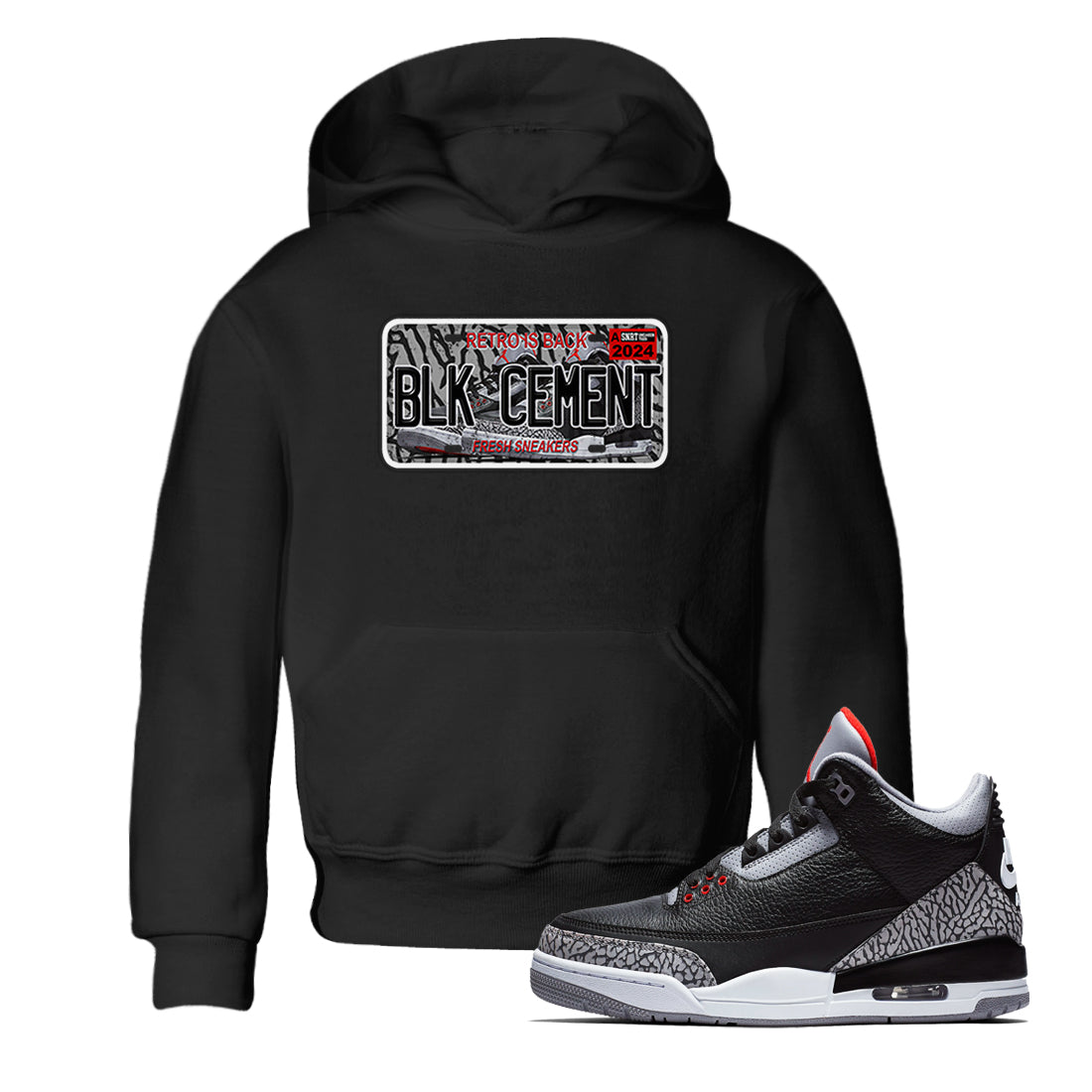 snkmatch Plate snkmatch Tees Kids - Air Jordan 3 Black Cement
