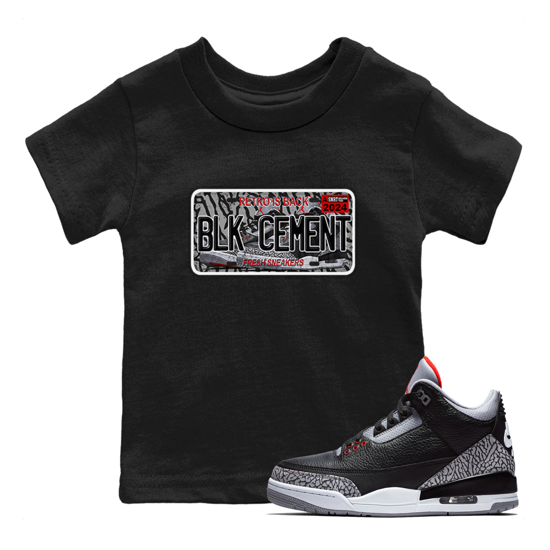 snkmatch Plate snkmatch Tees Kids - Air Jordan 3 Black Cement