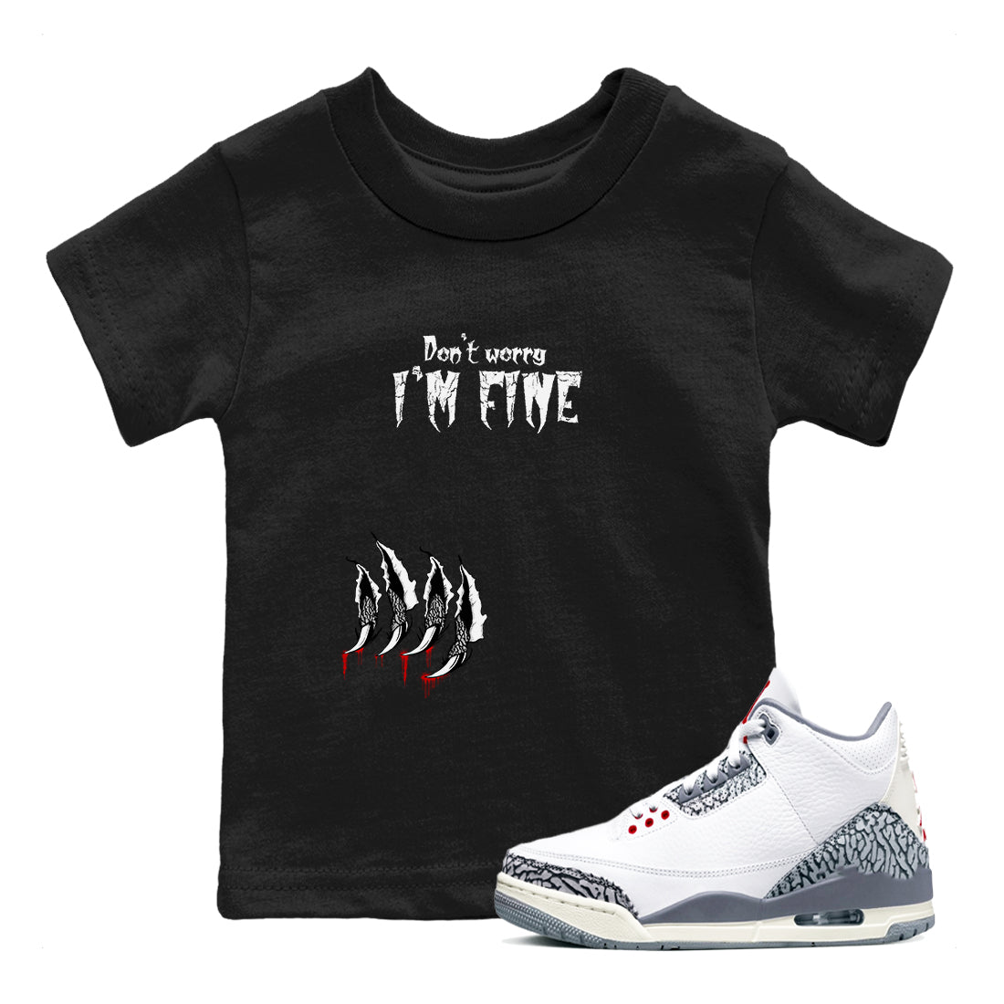 I'm Fine snkmatch Tees Kids - Air Jordan 3 Cement Grey