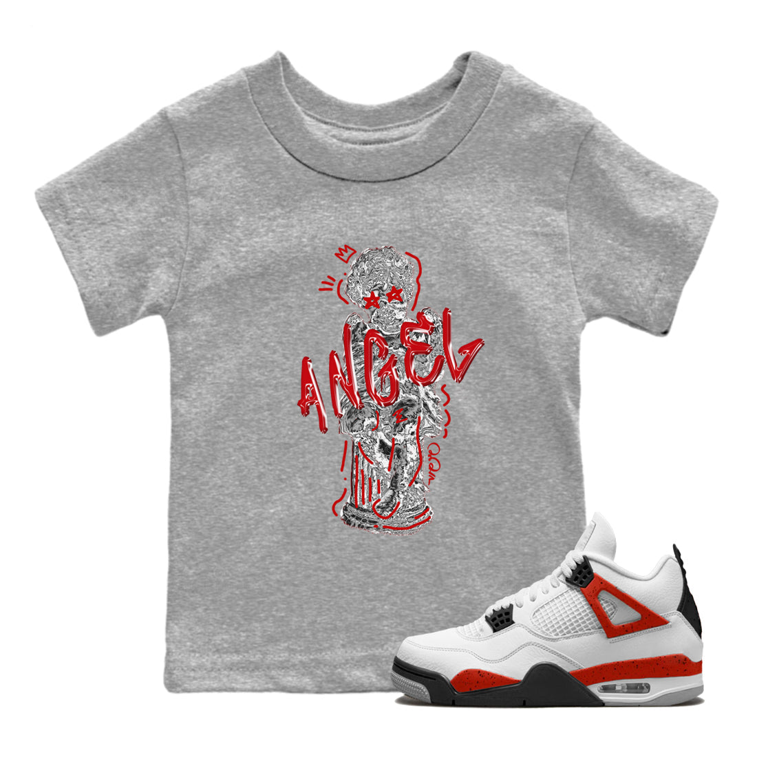 Baby Angel Kids Tops - Air Jordan 4 Red Cement