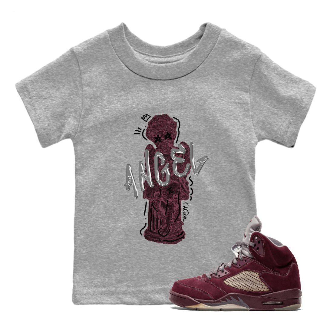 Baby Angel Kids Tops - Air Jordan 5 Burgundy